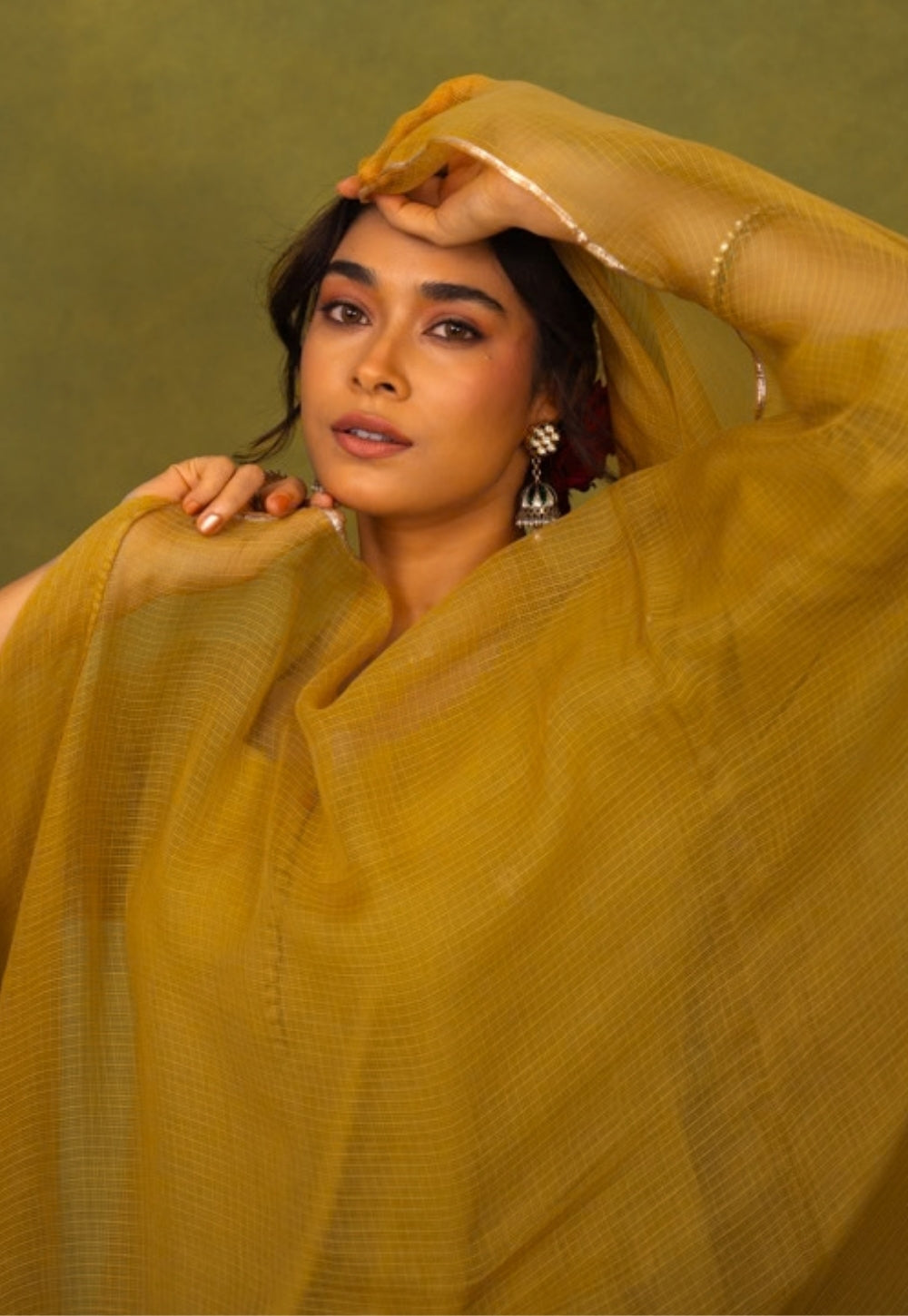 Maryam Yellow Rogan Handblock Printed Cotton Kali Kurta Suit Set (Set of 3)