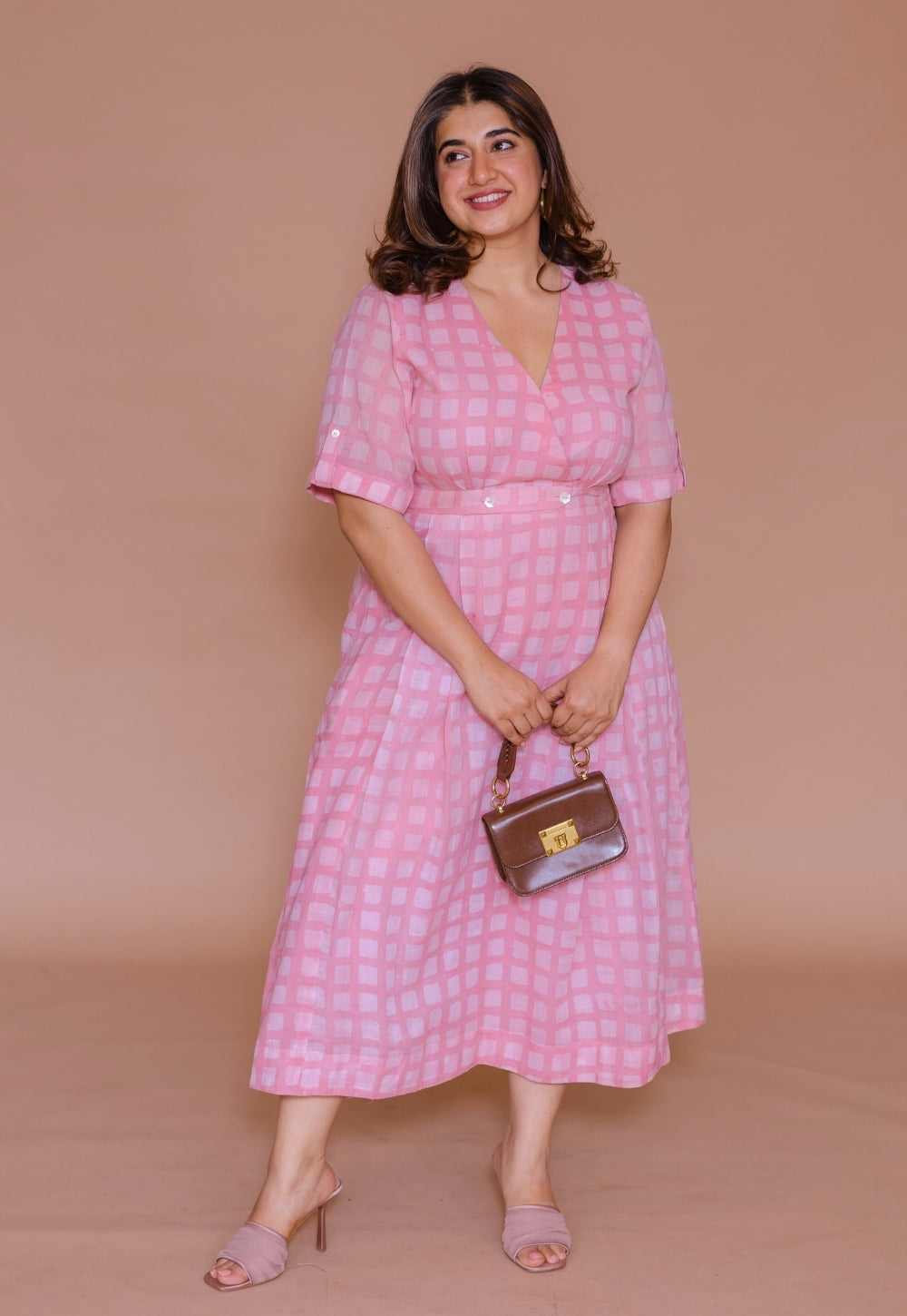 Kinza Pink Batik MulMul A Line Dress