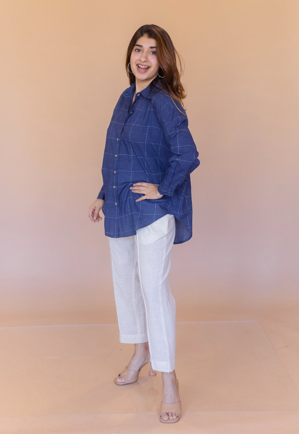 Ruhi Blue Dabu Cotton Anti-Fit Shirt