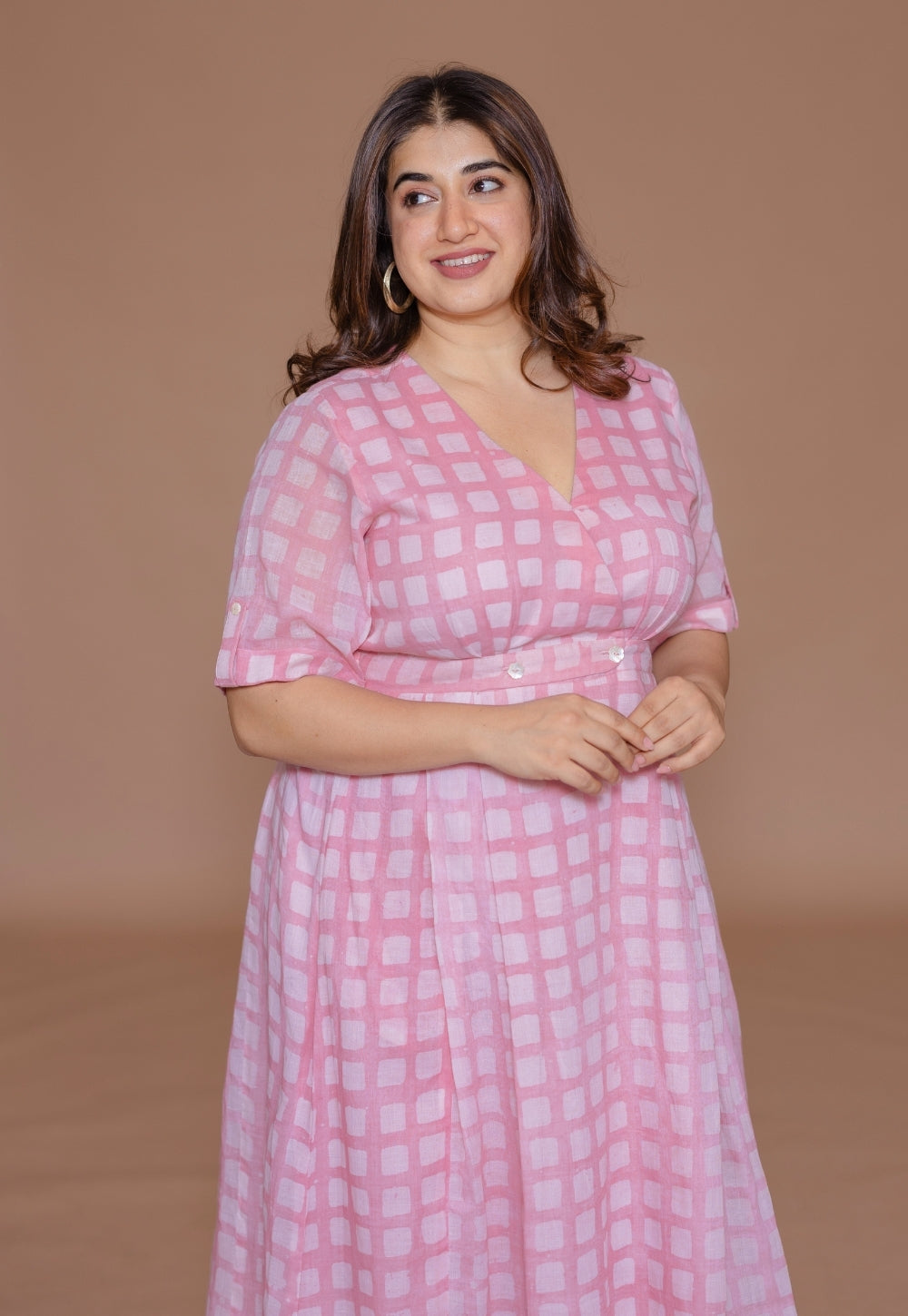 Kinza Pink Batik MulMul A Line Dress