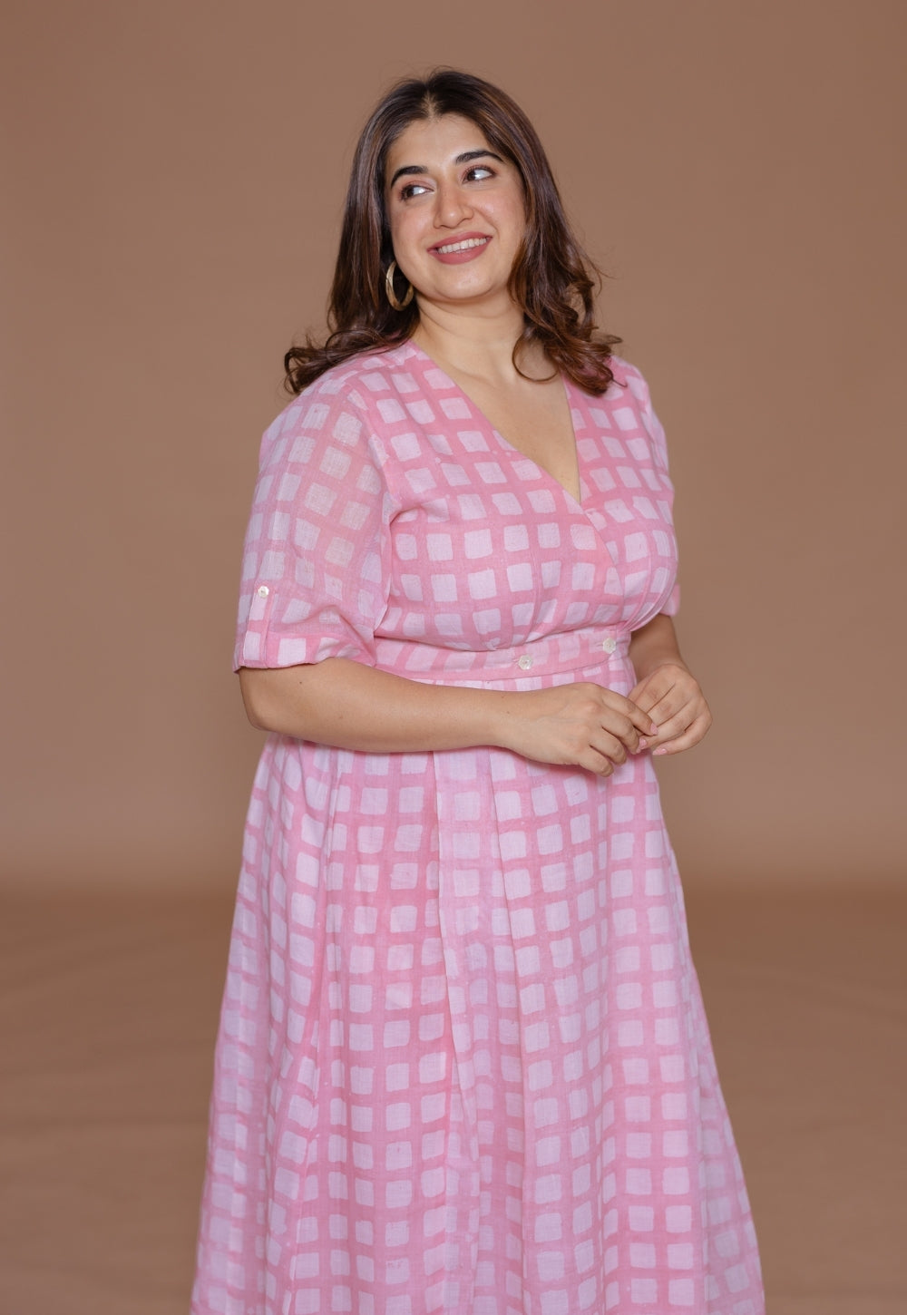Kinza Pink Batik MulMul A Line Dress