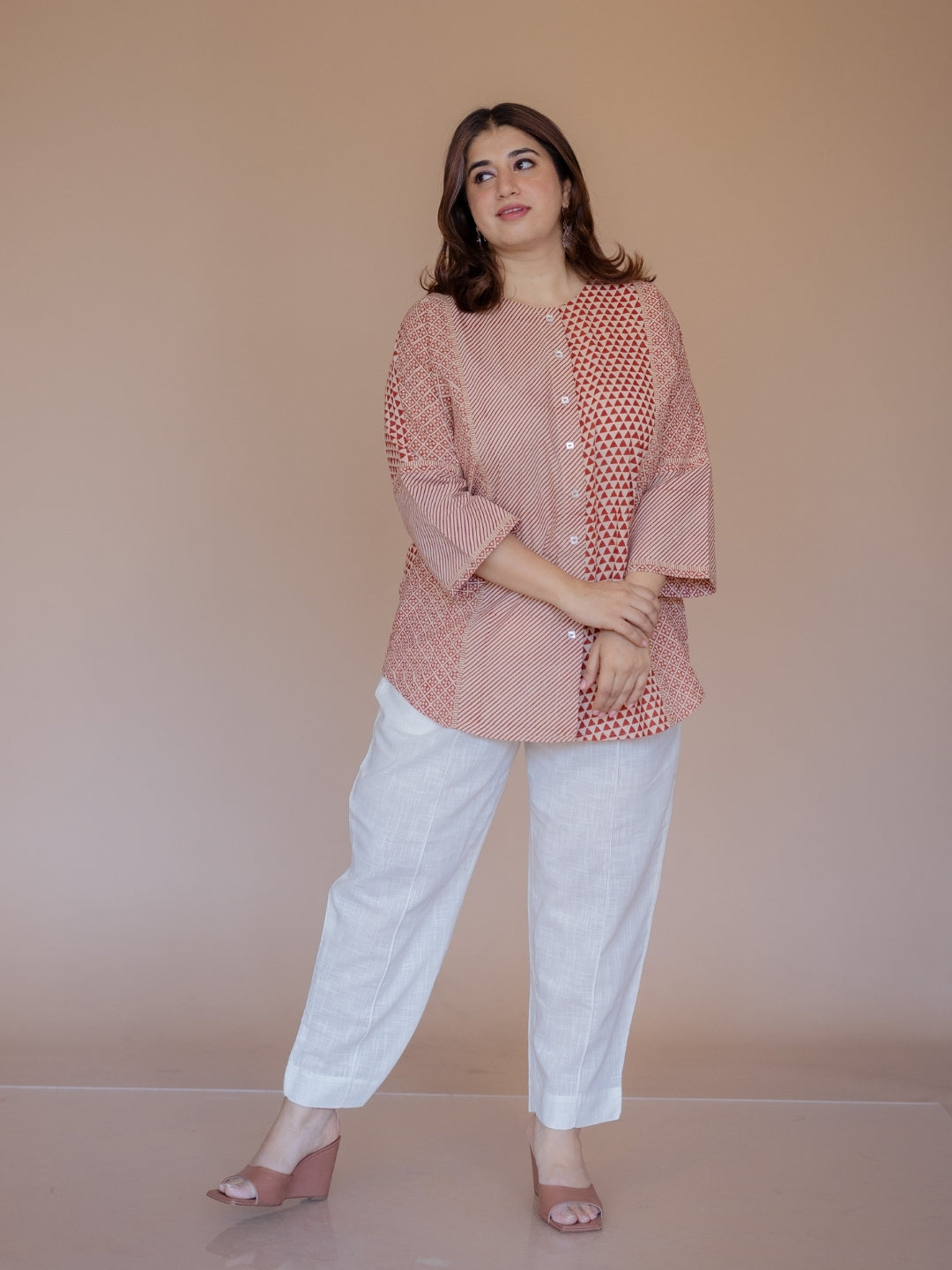 Palak Red Bagru Cotton Anti- Fit Short Top