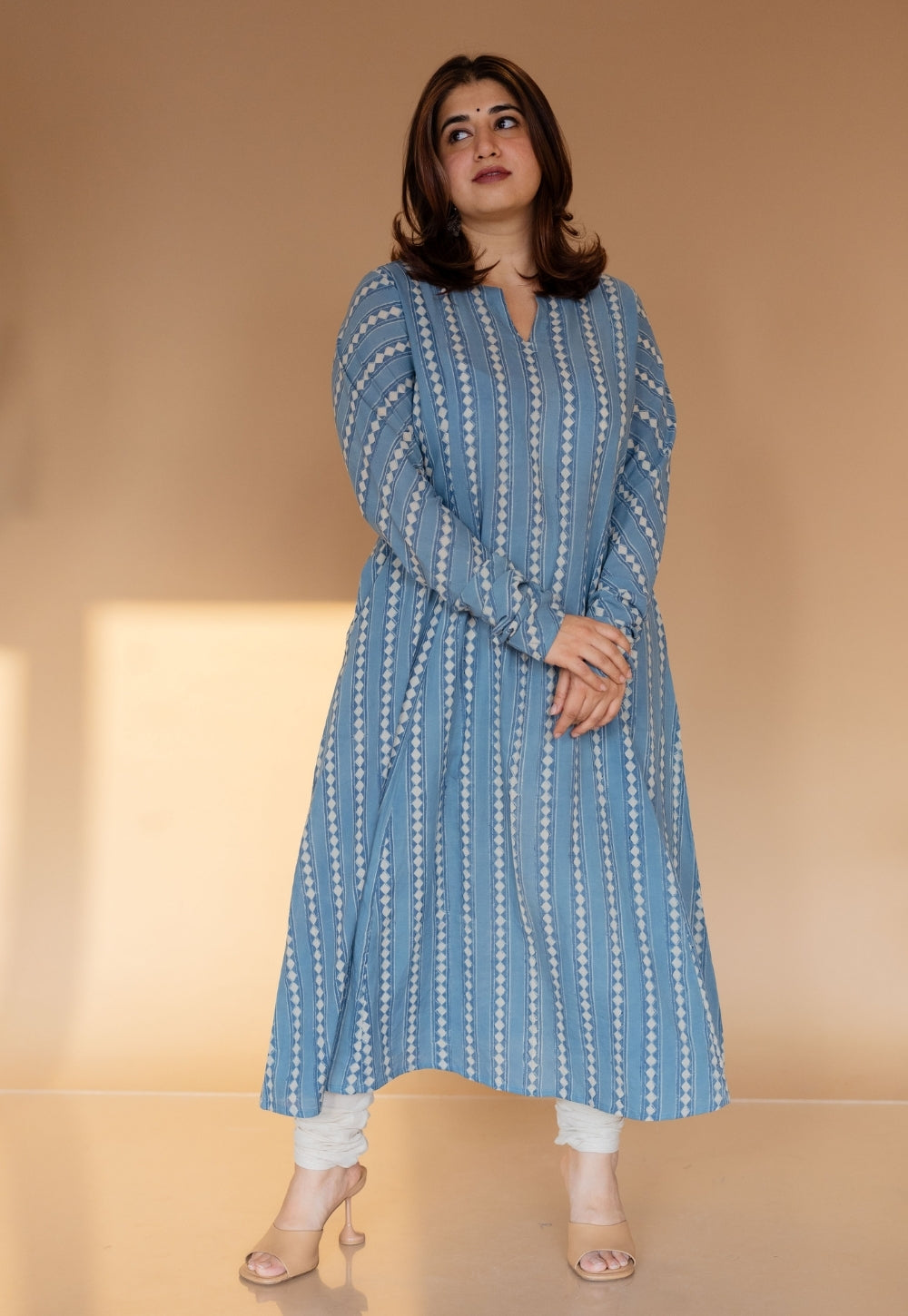 Shinat Blue Ajrakh Cotton Kali Kurta