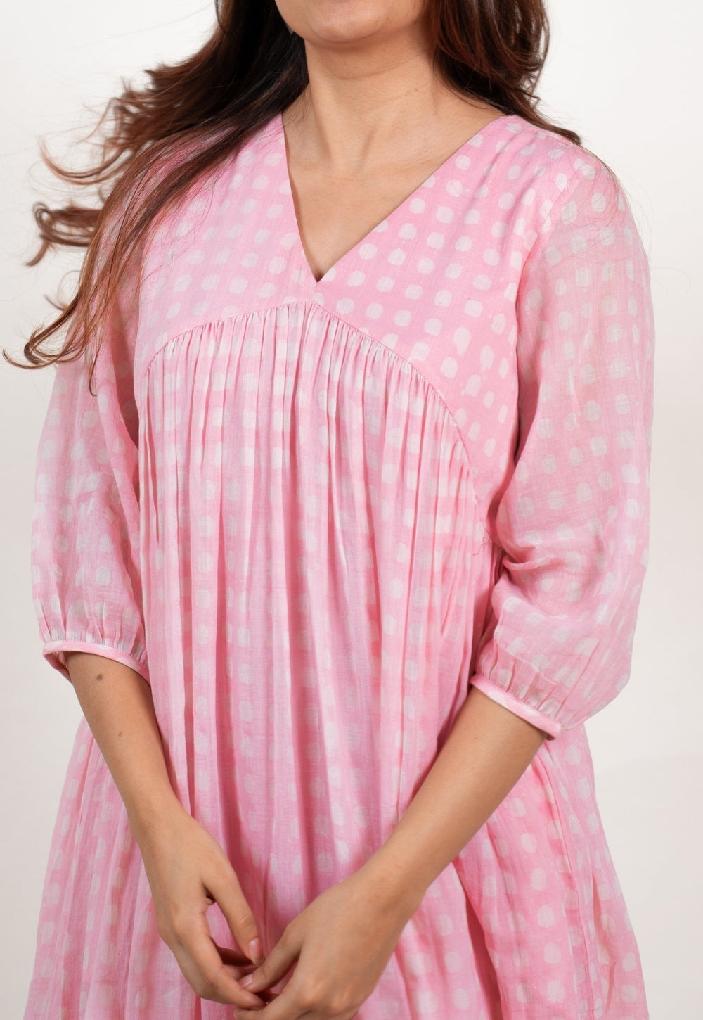 Alice Pink Batik MulMul A Line Dress