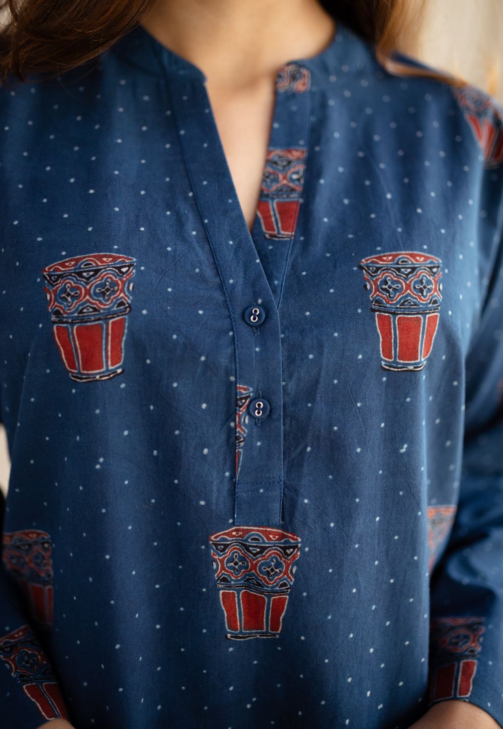 Bombay Irani Chai Indigo Ajrakh Cotton Kurta