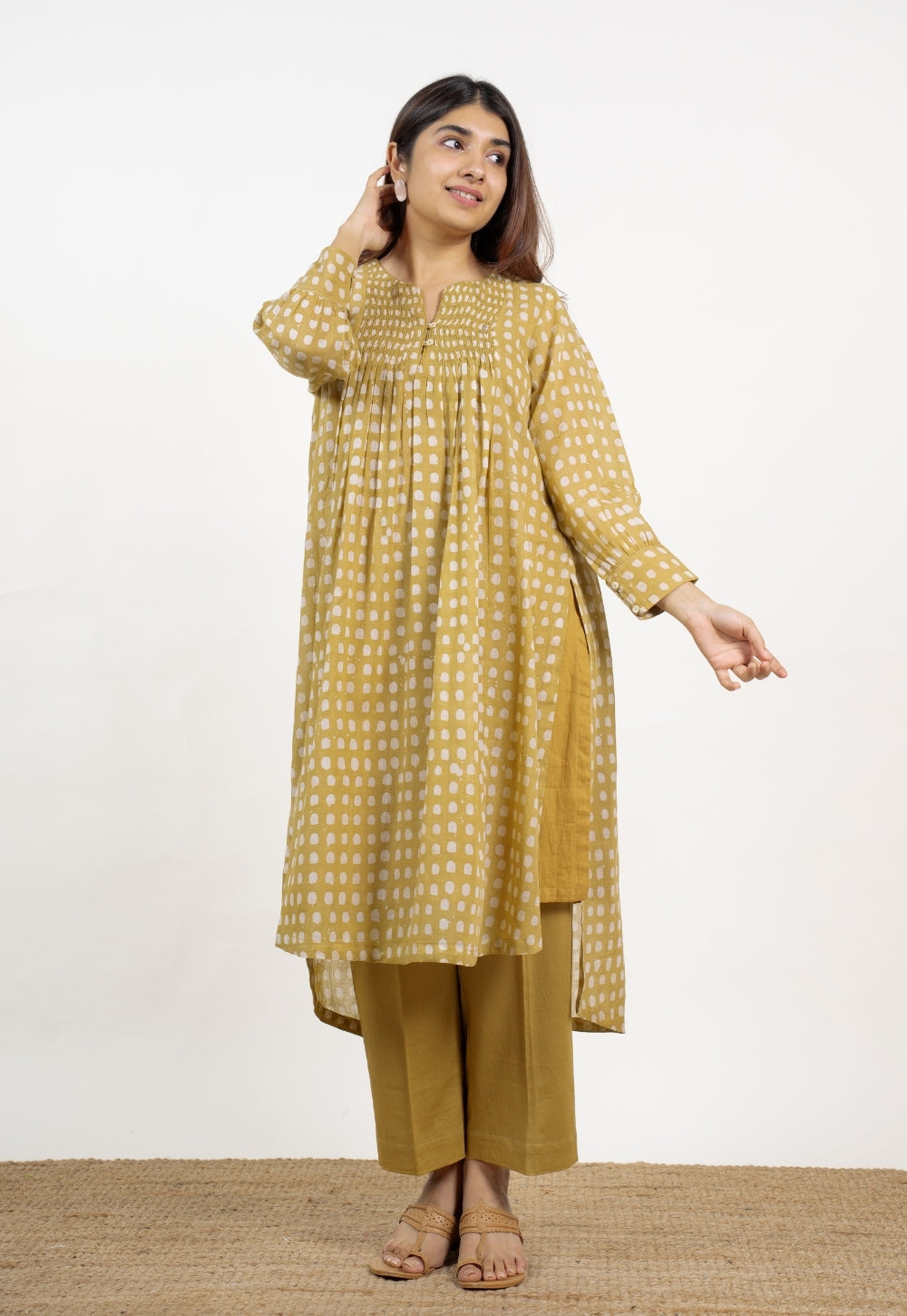 Alba Green Batik MulMul Kali Kurta