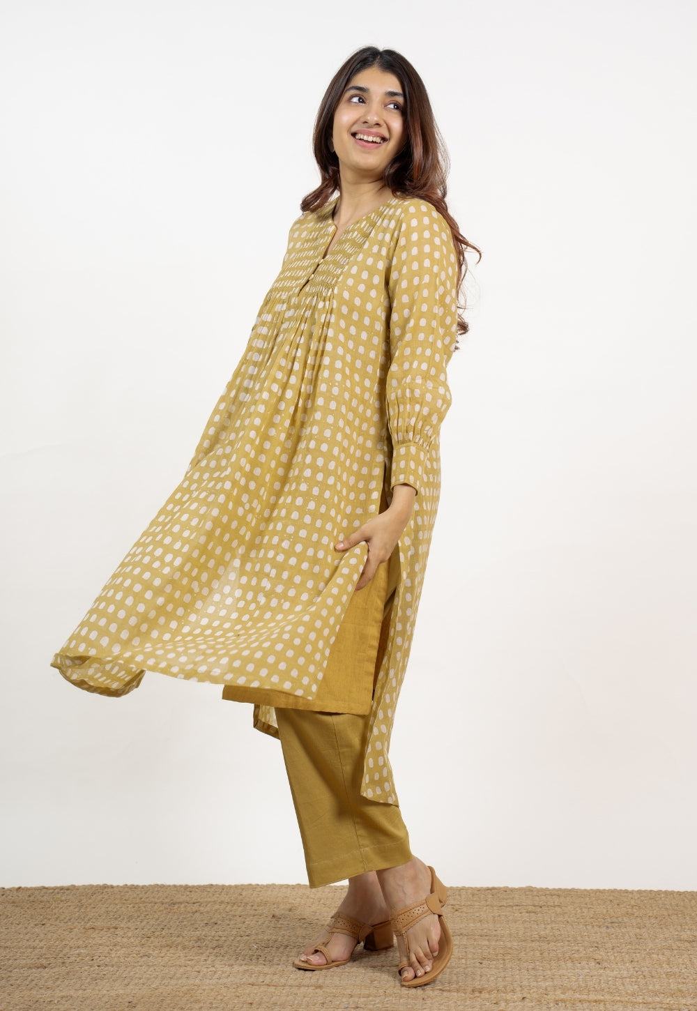 Alba Green Batik MulMul Kali Kurta