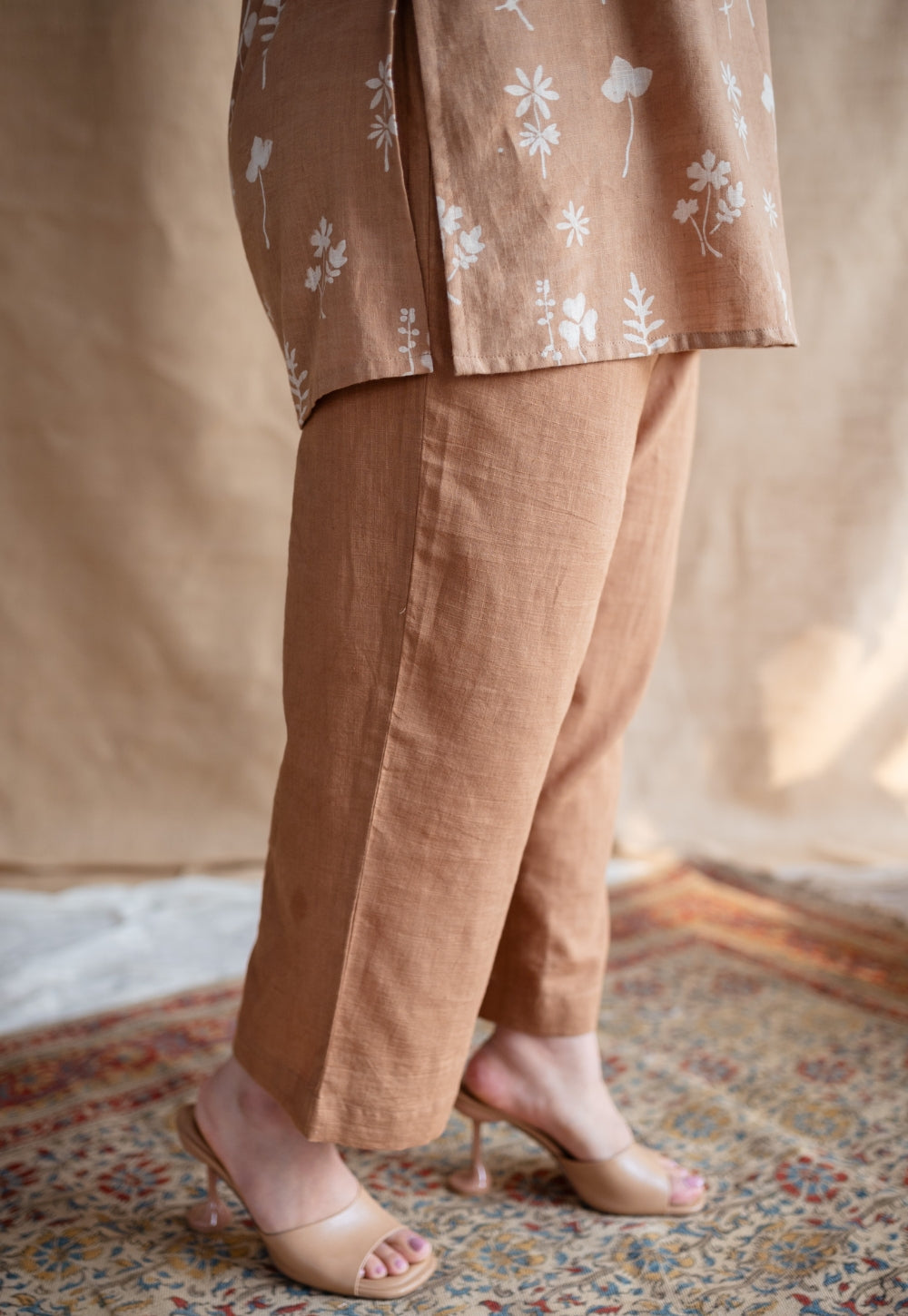 Tahin Slub Cotton Straight Pant