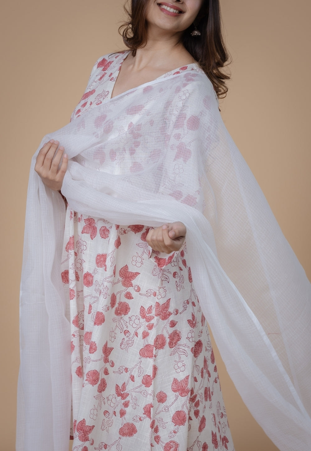 White Solid Kota Doria Cotton Dupatta