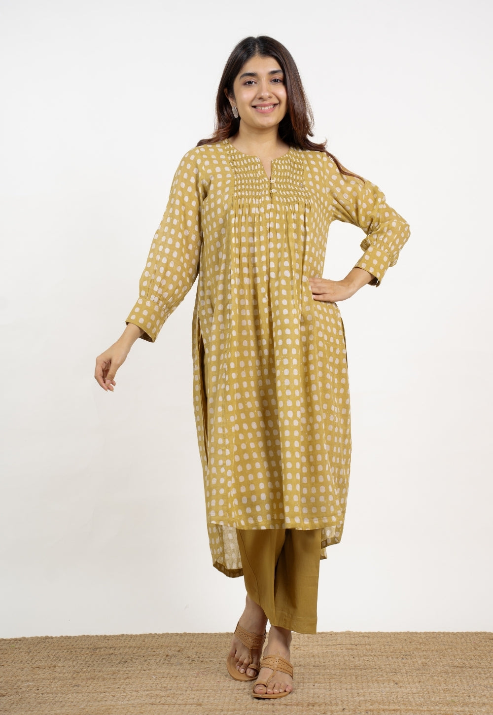 Alba Green Batik MulMul Kali Kurta