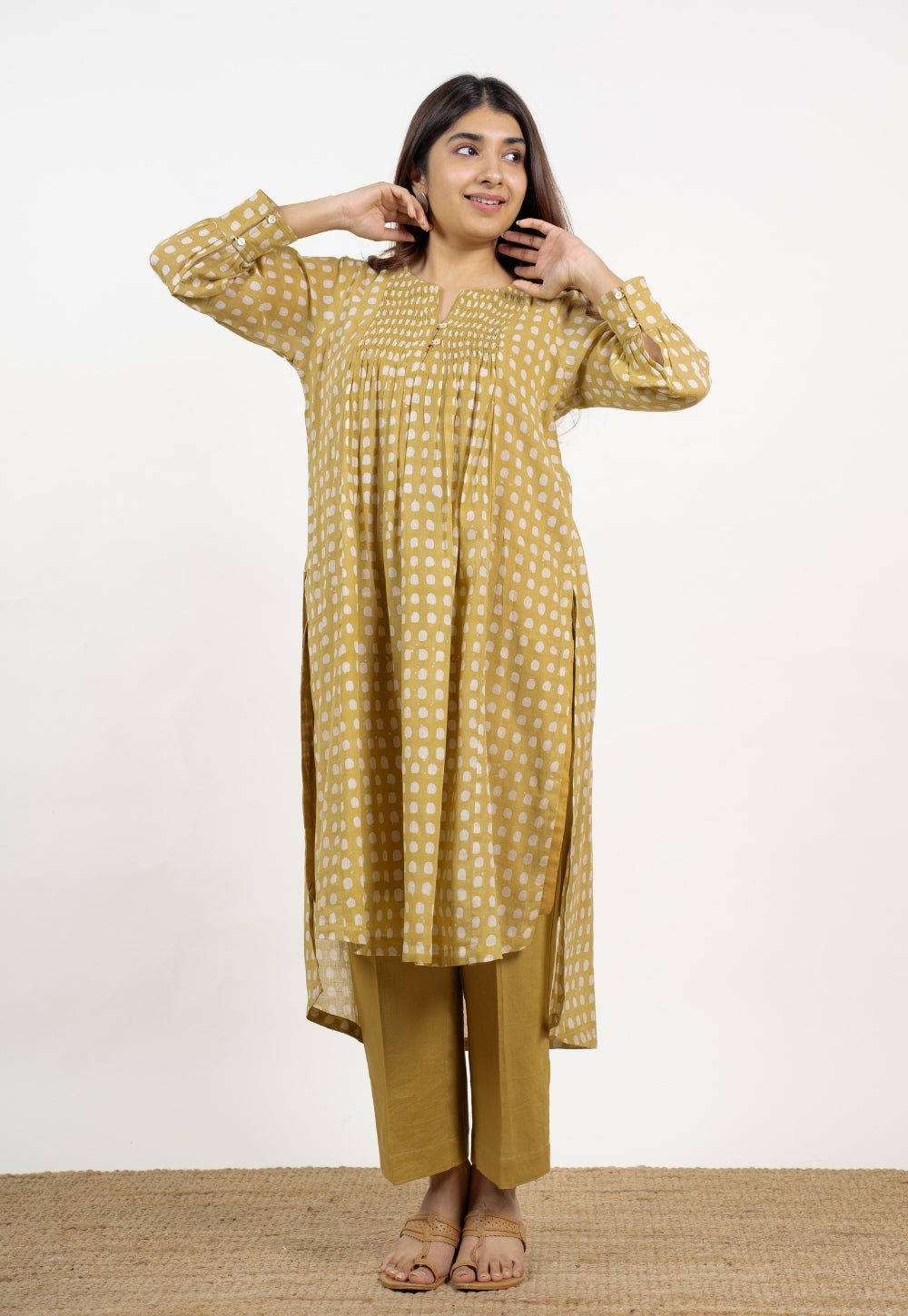 Alba Green Batik MulMul Kali Kurta