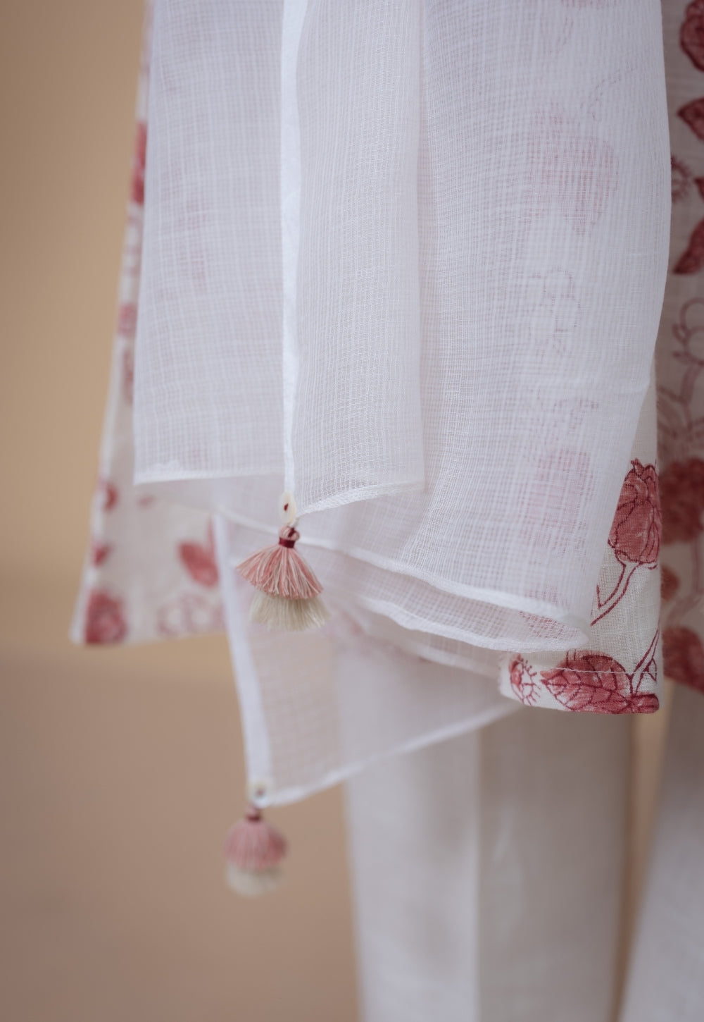 White Solid Kota Doria Cotton Dupatta