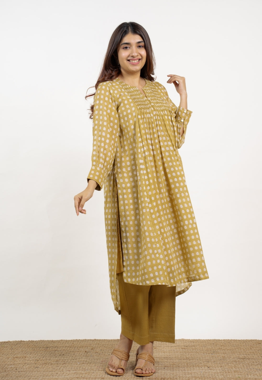 Alba Green Batik MulMul Kali Kurta