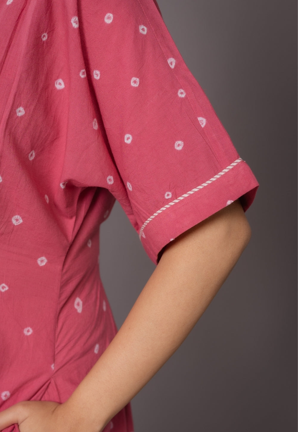 Reema Pink Bandhani Cotton A Line Dress