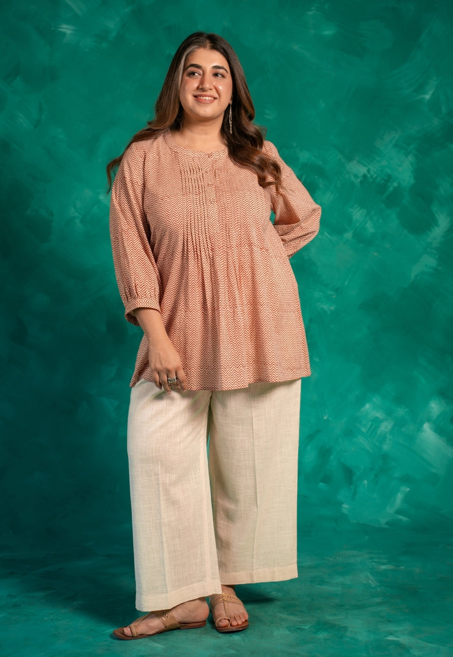 Faria Red Bagru Cotton A Line Short Top