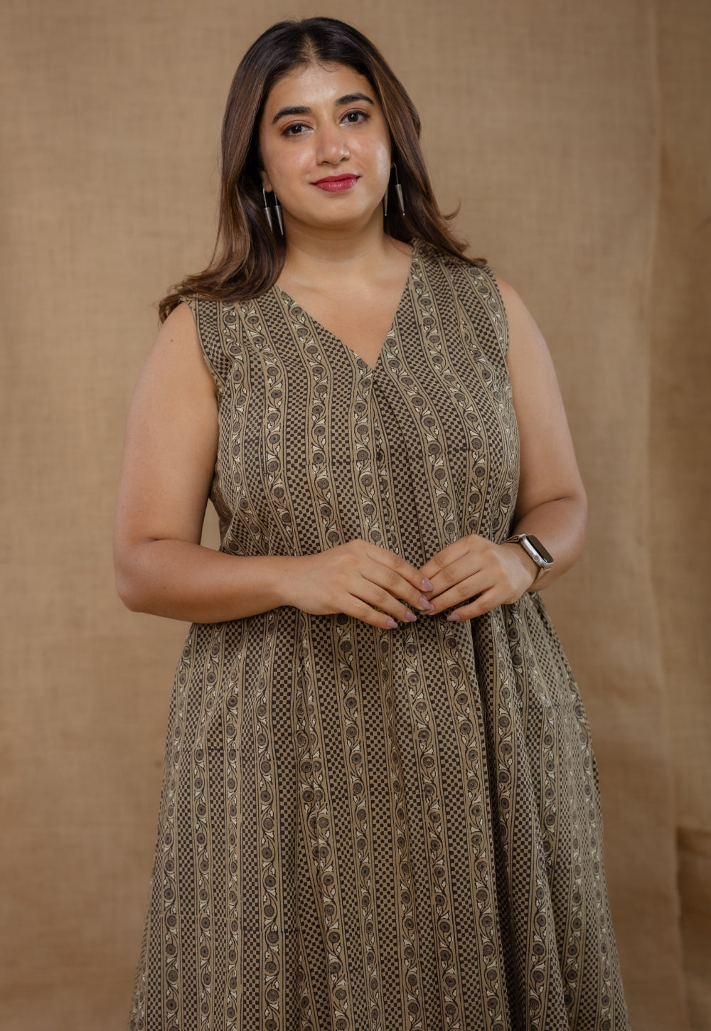 Raahi Grey Ajrakh Cotton A Line Co-Ord Set