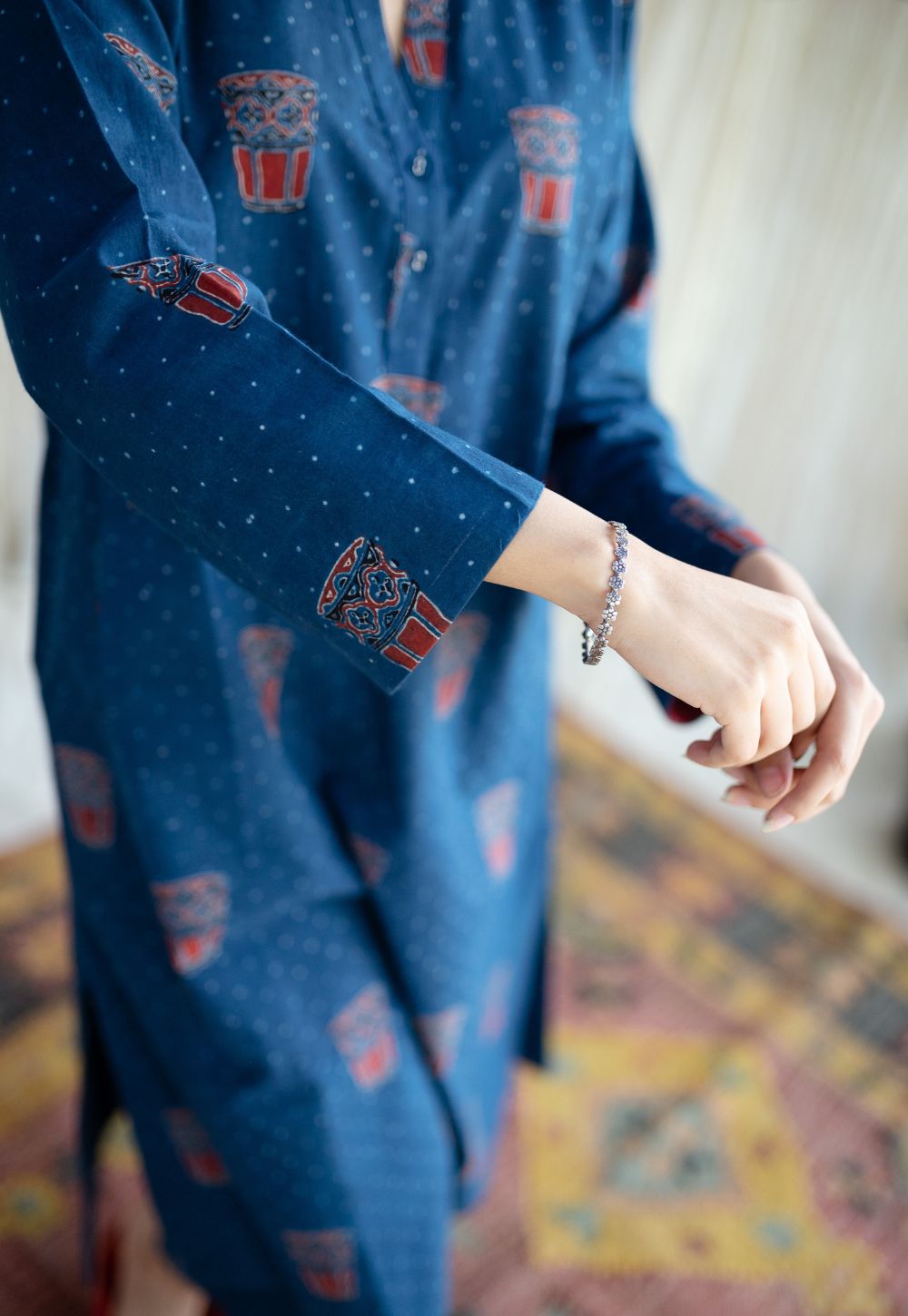 Bombay Irani Chai Indigo Ajrakh Cotton Kurta