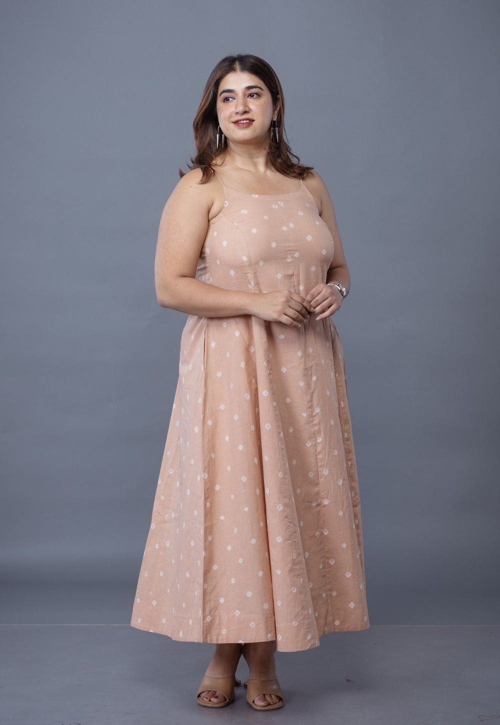Sanah Pink Bandhani Cotton Kali Dress