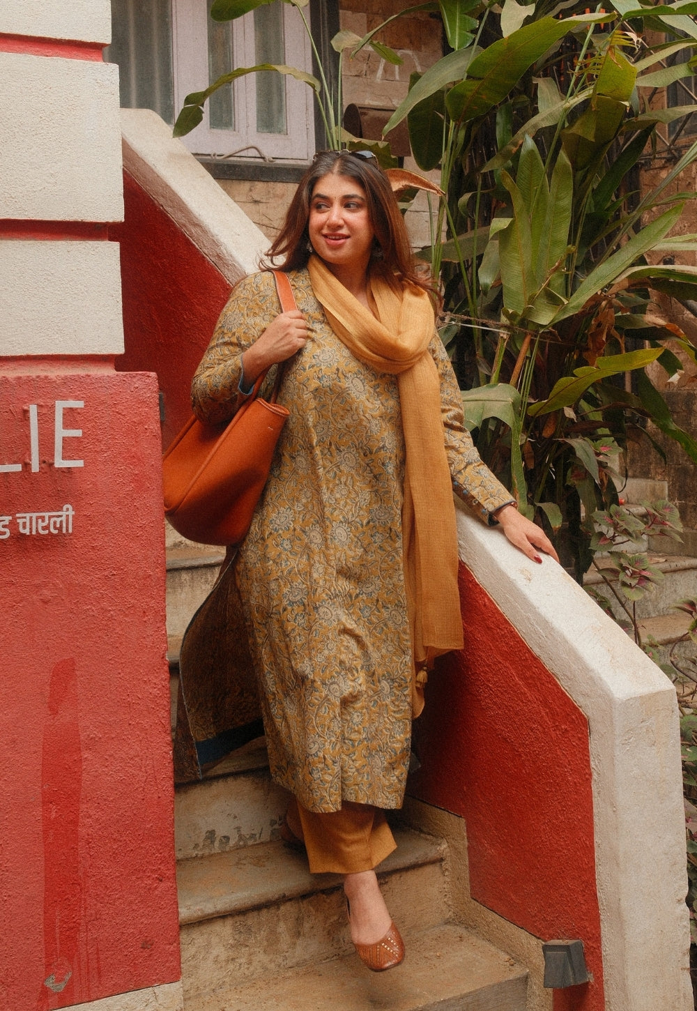 Rifaa Yellow Kalamkari Cotton A Line Kurta