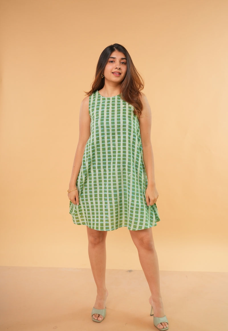 emerald green dress a line ARTISANAL HANDCRAFTED BATIK SILK DRESS main image 1