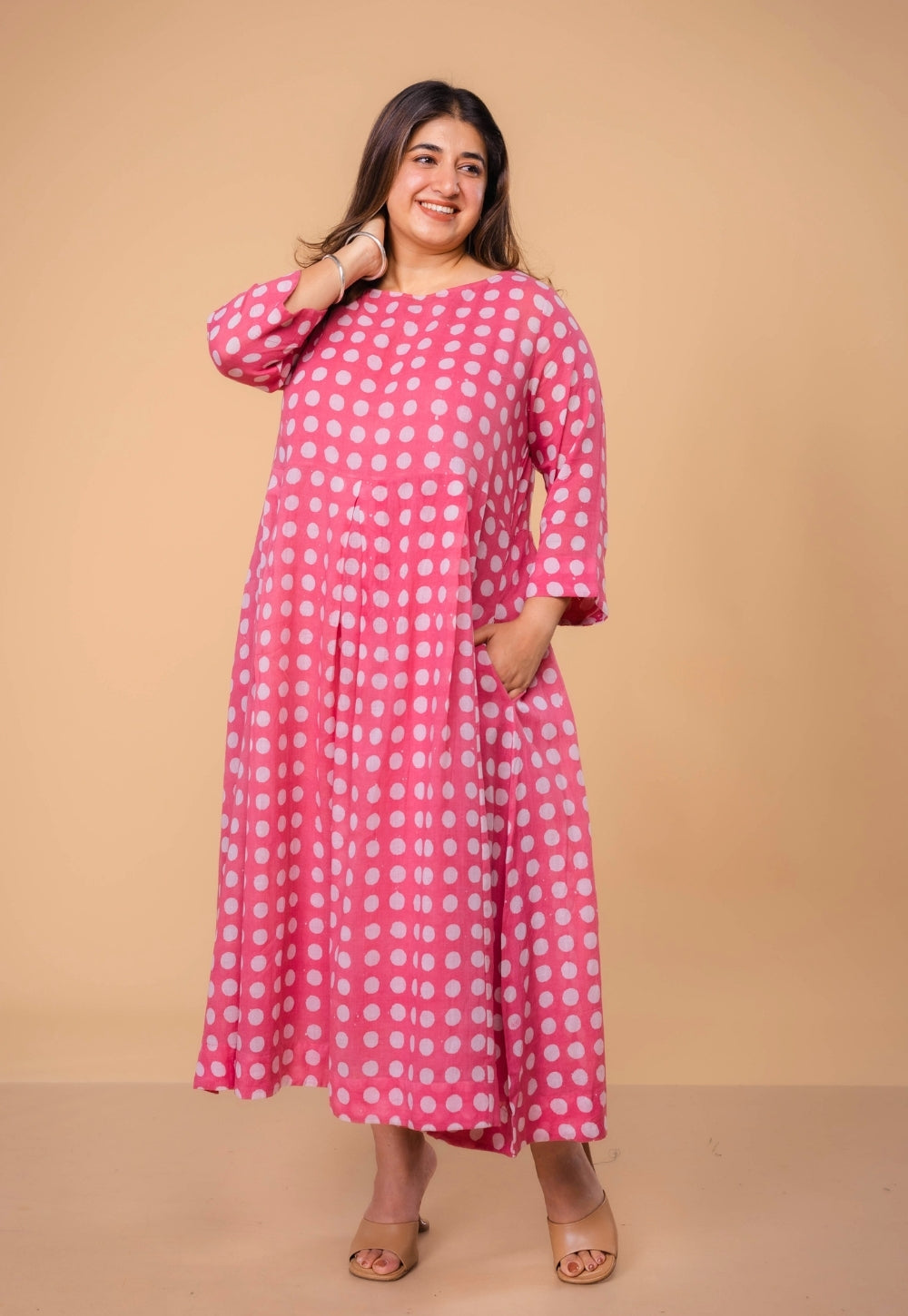 Fajar Pink Batik MulMul A Line Dress