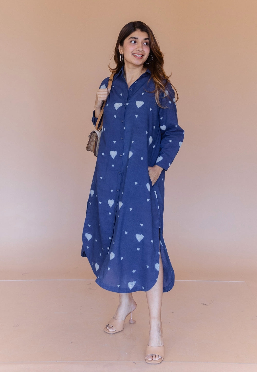 Samiyah Blue Dabu Cotton Shirt Dress