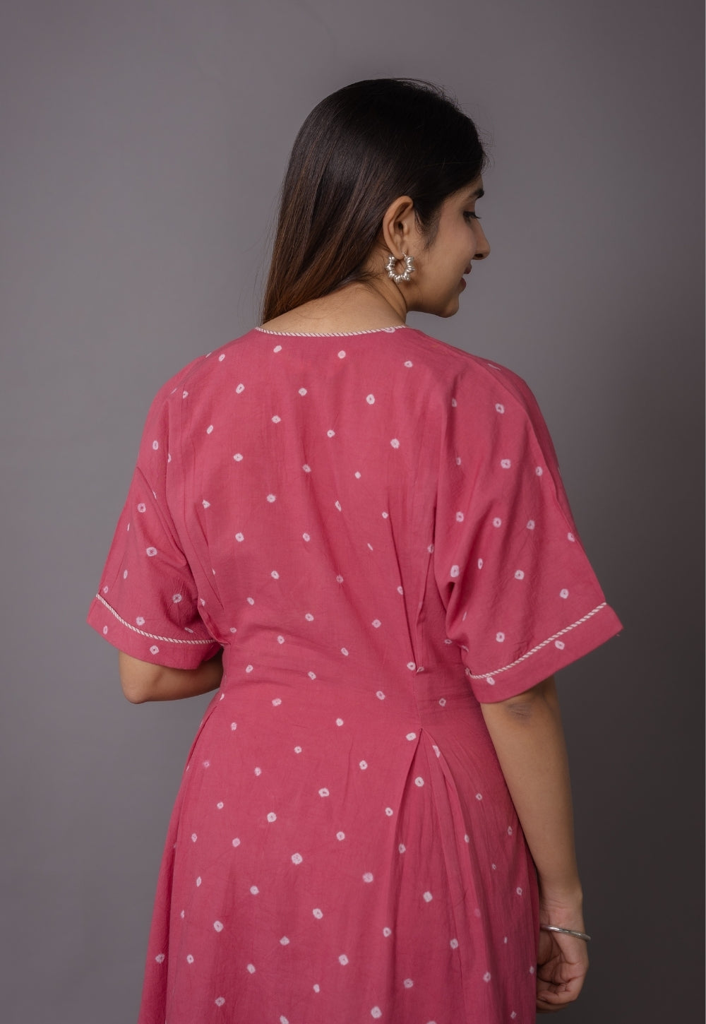 Reema Pink Bandhani Cotton A Line Dress