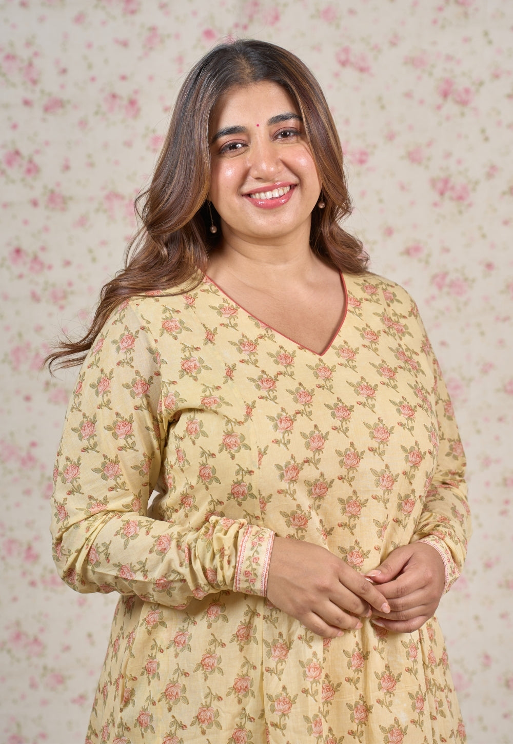 Zoe Yellow Sanganeri Mul Cotton Kali Kurta Set (Set of 2)