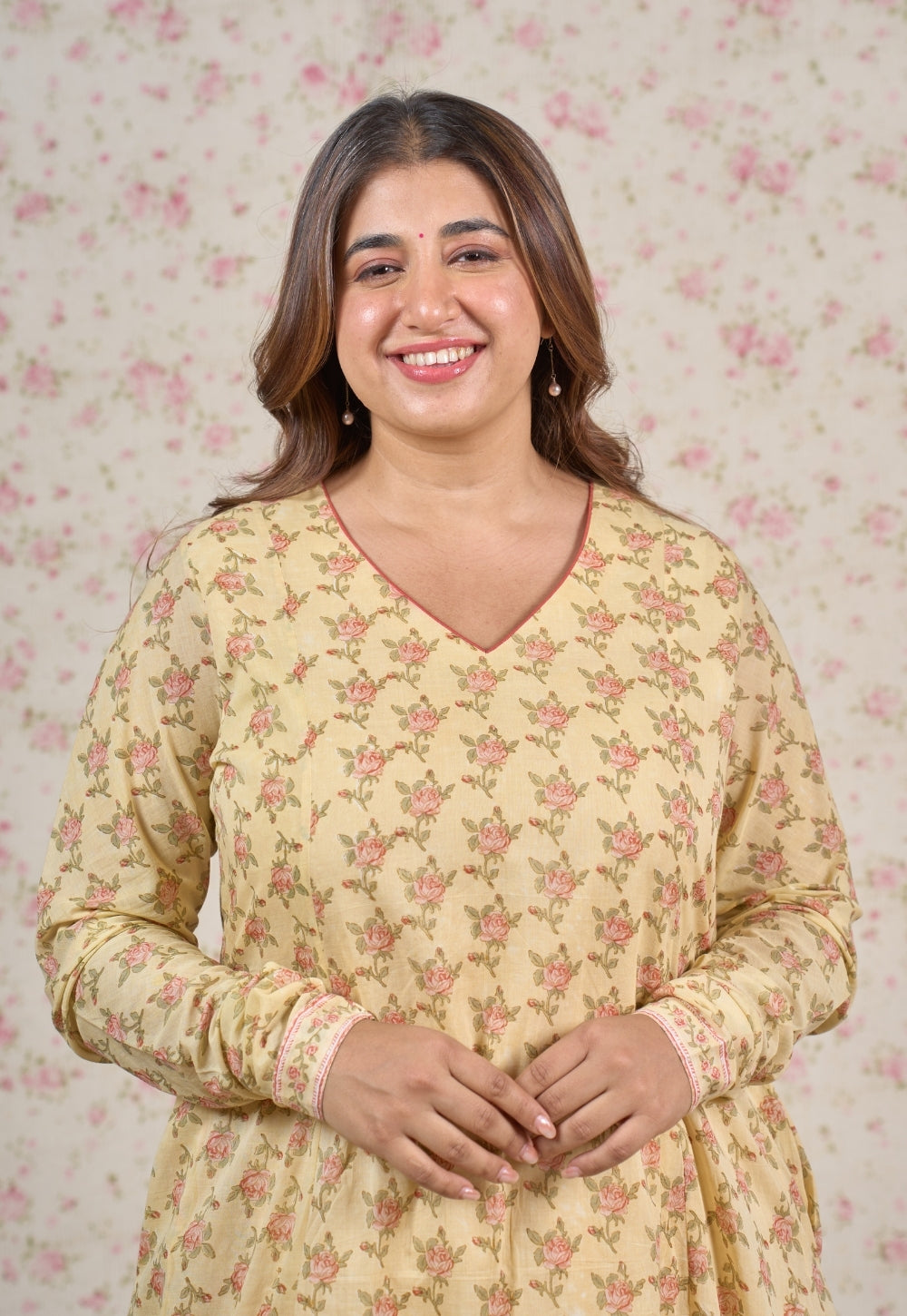 Zoe Yellow Sanganeri Mul Cotton Kali Kurta Set (Set of 2)