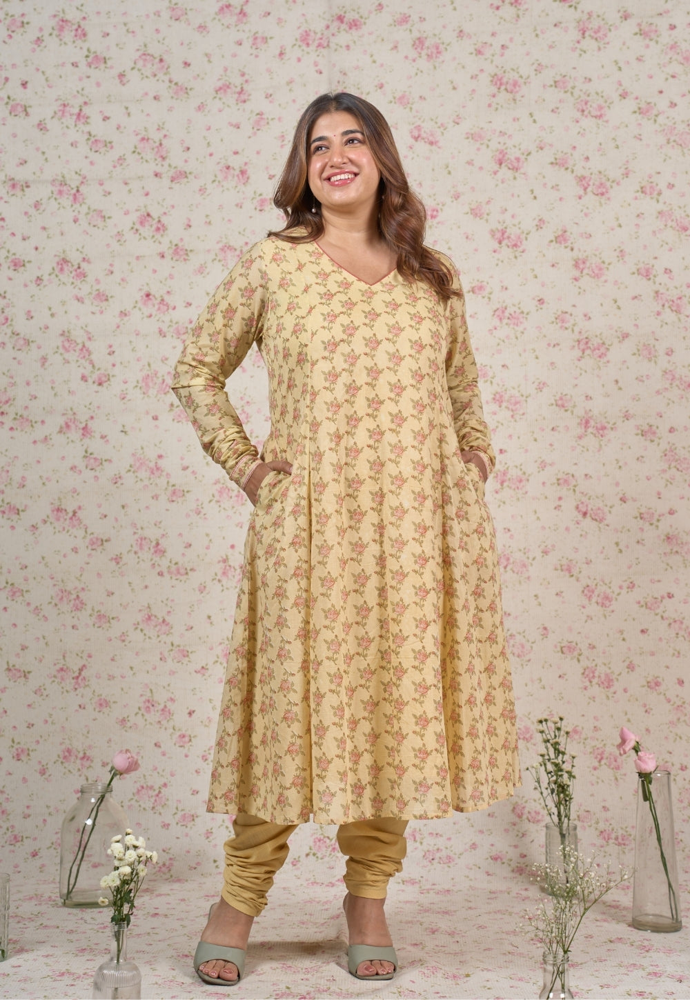 Miral Yellow Solid Cotton Flex Churidar