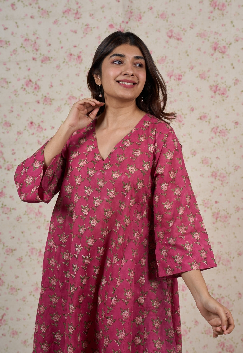 Julia Pink Sanganeri Mul Cotton Jhabbha Kali Kurta Set (Set of 2)