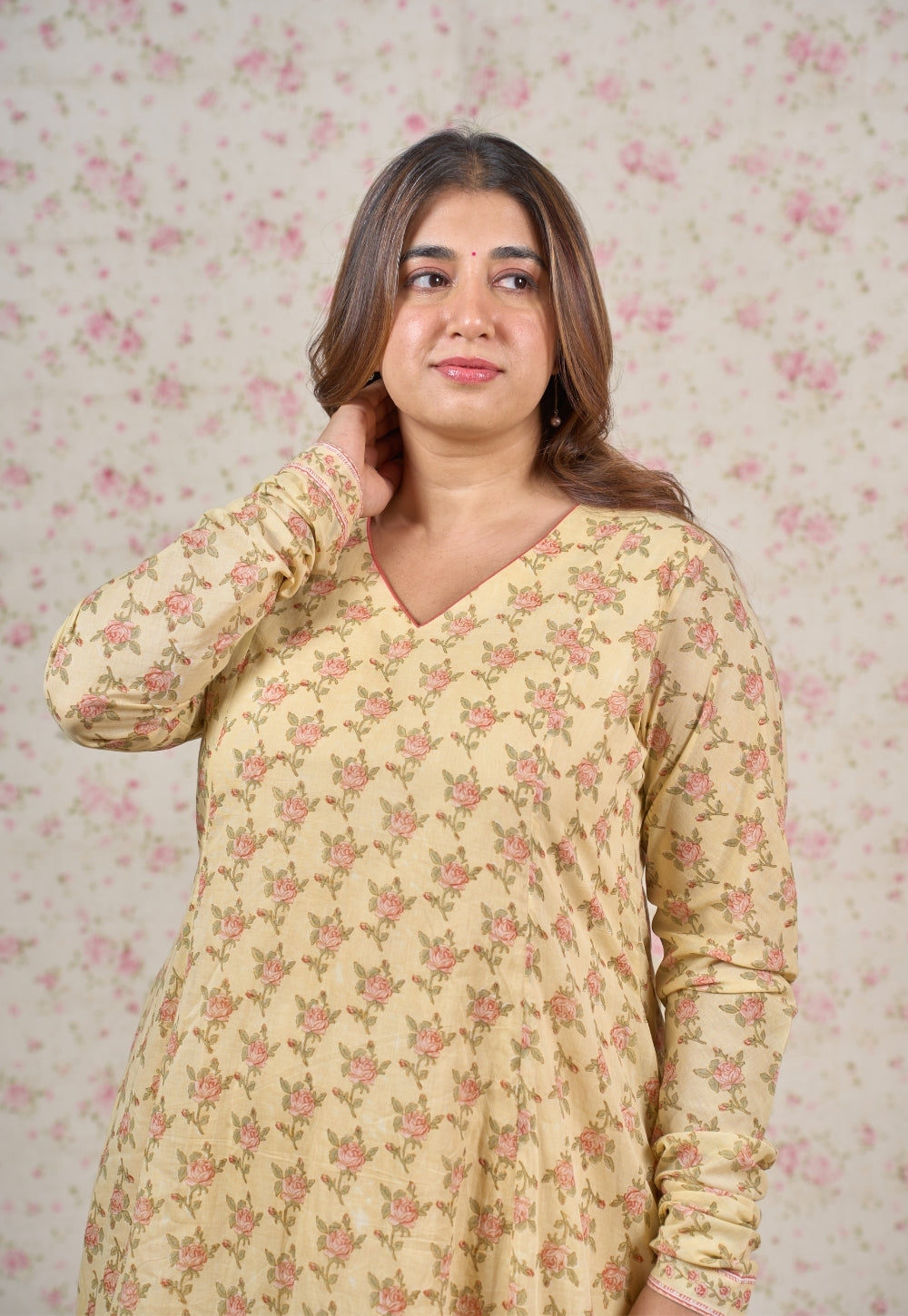 Zoe Yellow Sanganeri Mul Cotton Kali Kurta Set (Set of 2)