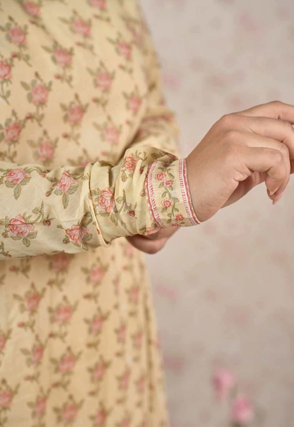 Zoe Yellow Sanganeri Mul Cotton Kali Kurta Set (Set of 2)