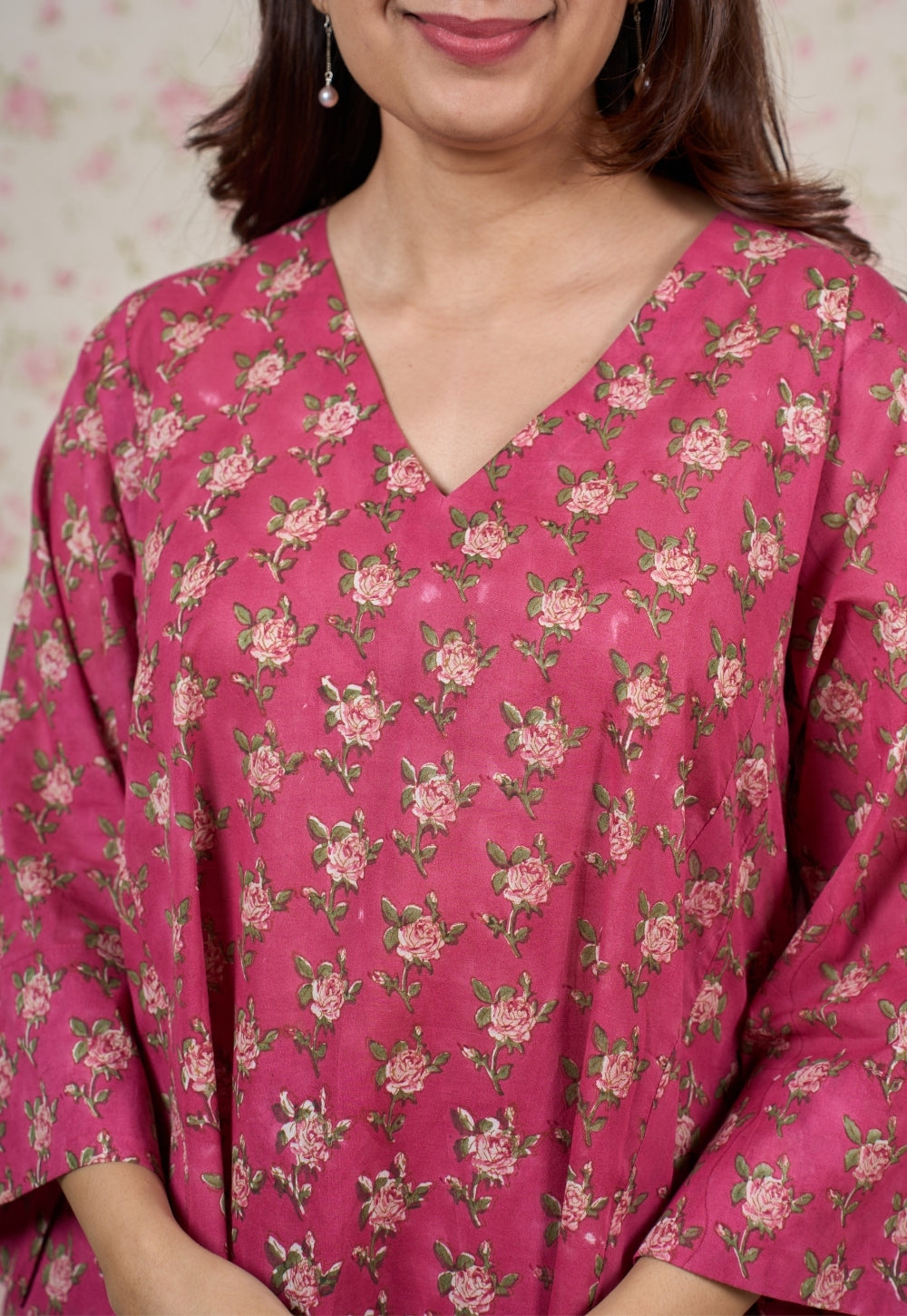 Julia Pink Sanganeri Mul Cotton Jhabbha Kali Kurta Set (Set of 2)