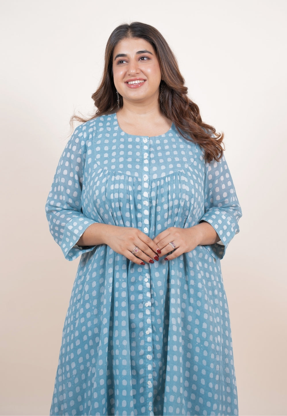 Samira Blue Batik MulMul A Line Kurta