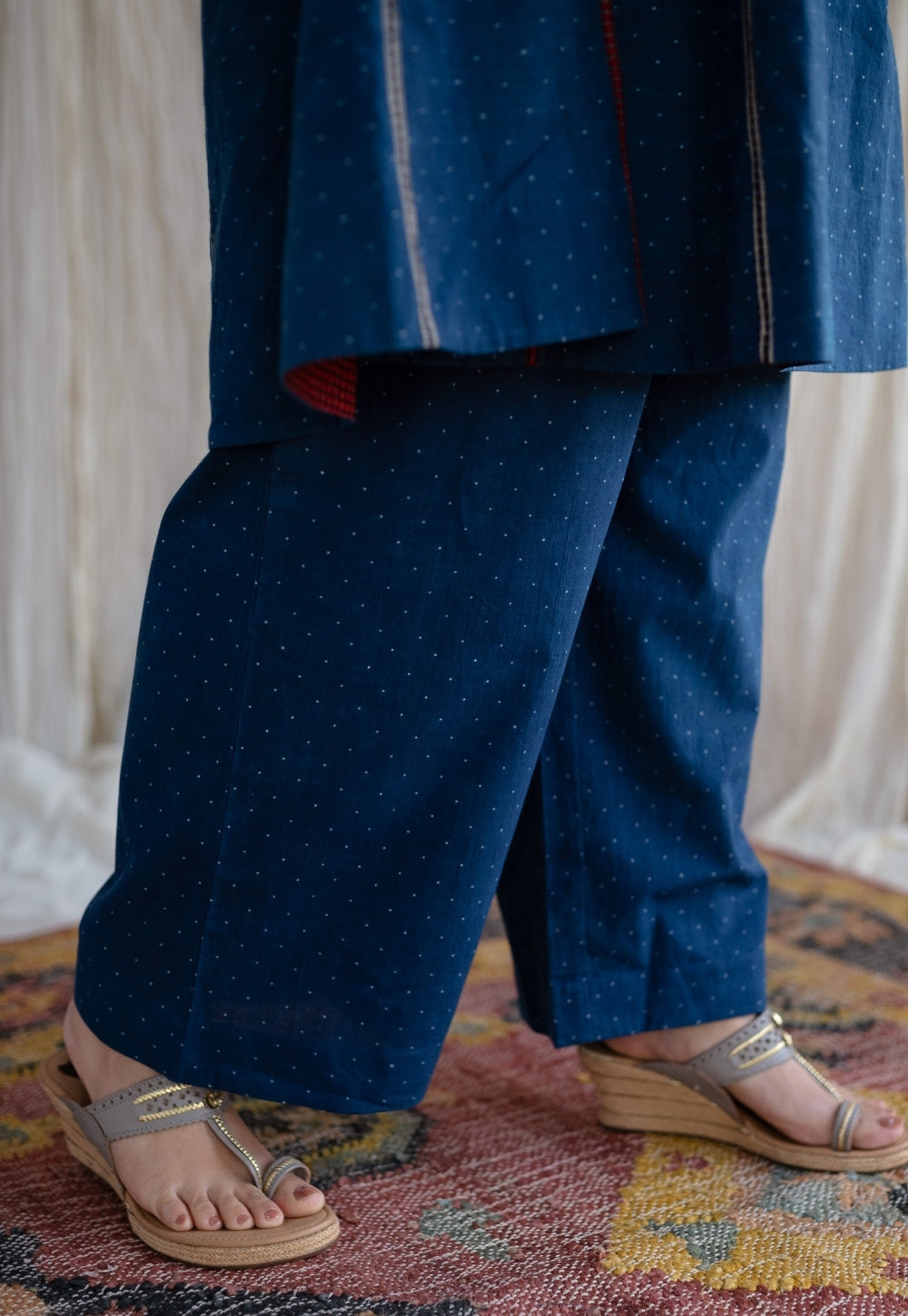 Boond Ajrakh Dotted Indigo Cotton Pant