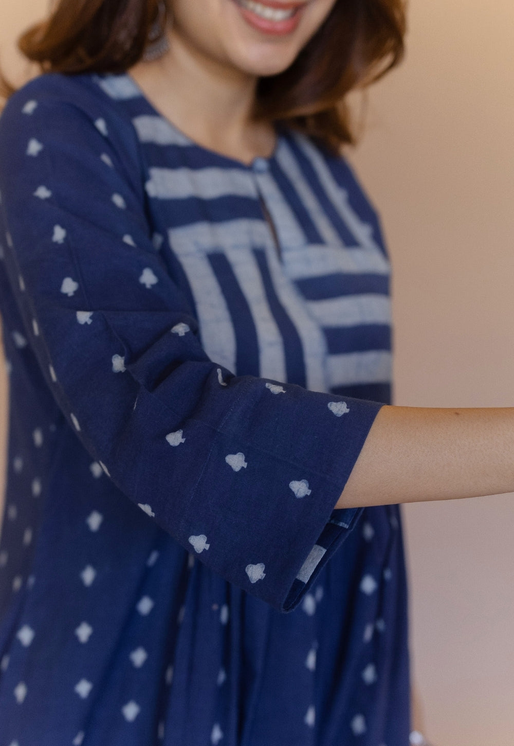 Shikha Blue Dabu Cotton Kali Kurta