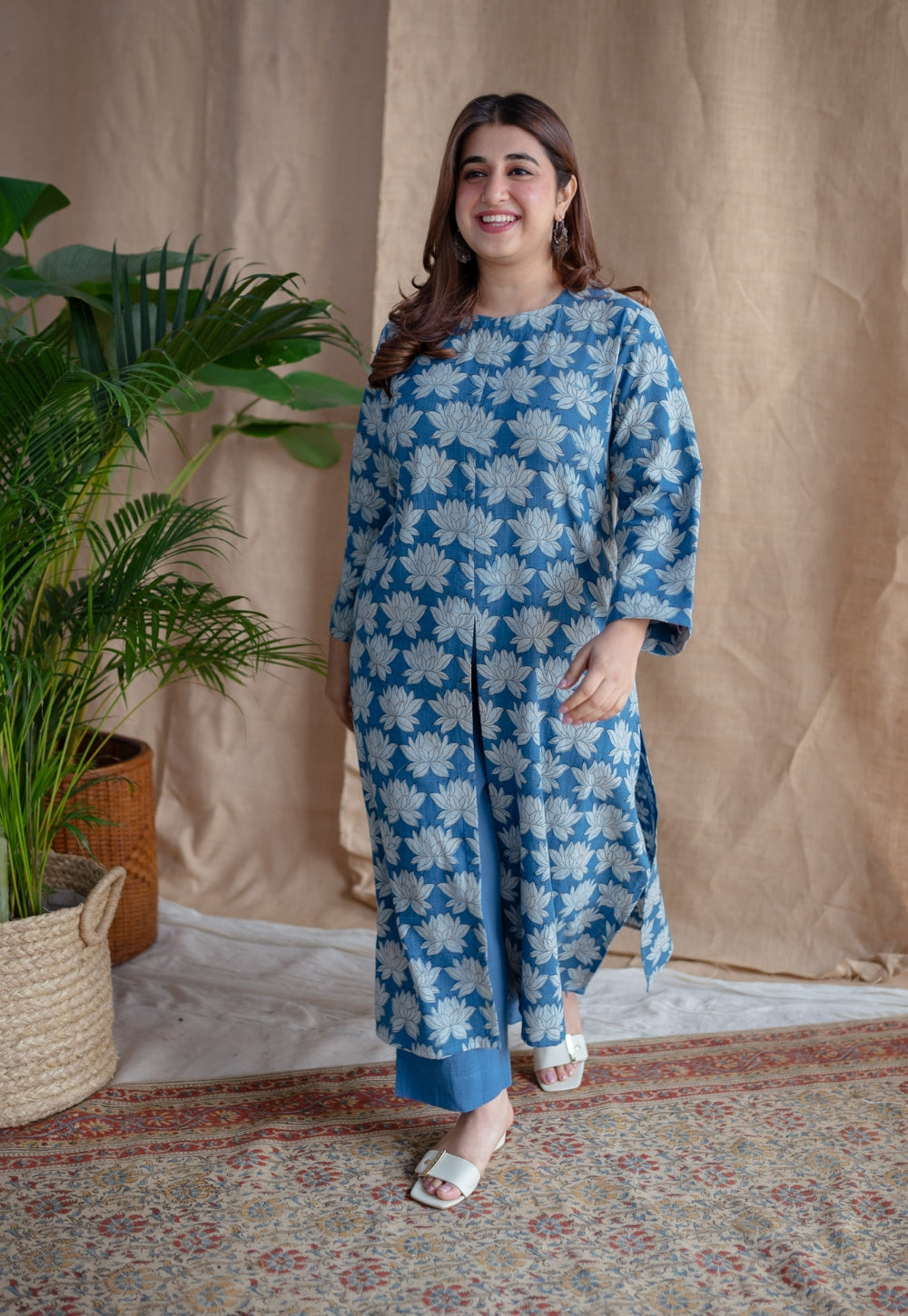 Zyra Dabu Slub Cotton Kurta