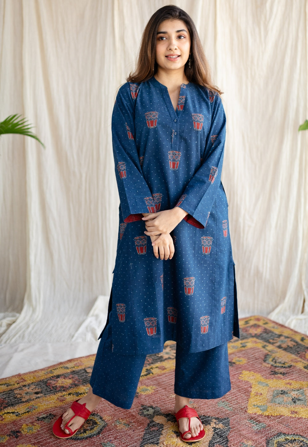 Bombay Irani Chai Indigo Ajrakh Cotton Kurta