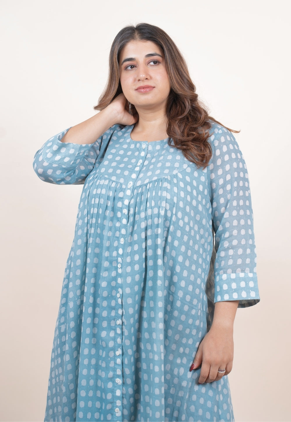 Samira Blue Batik MulMul A Line Kurta