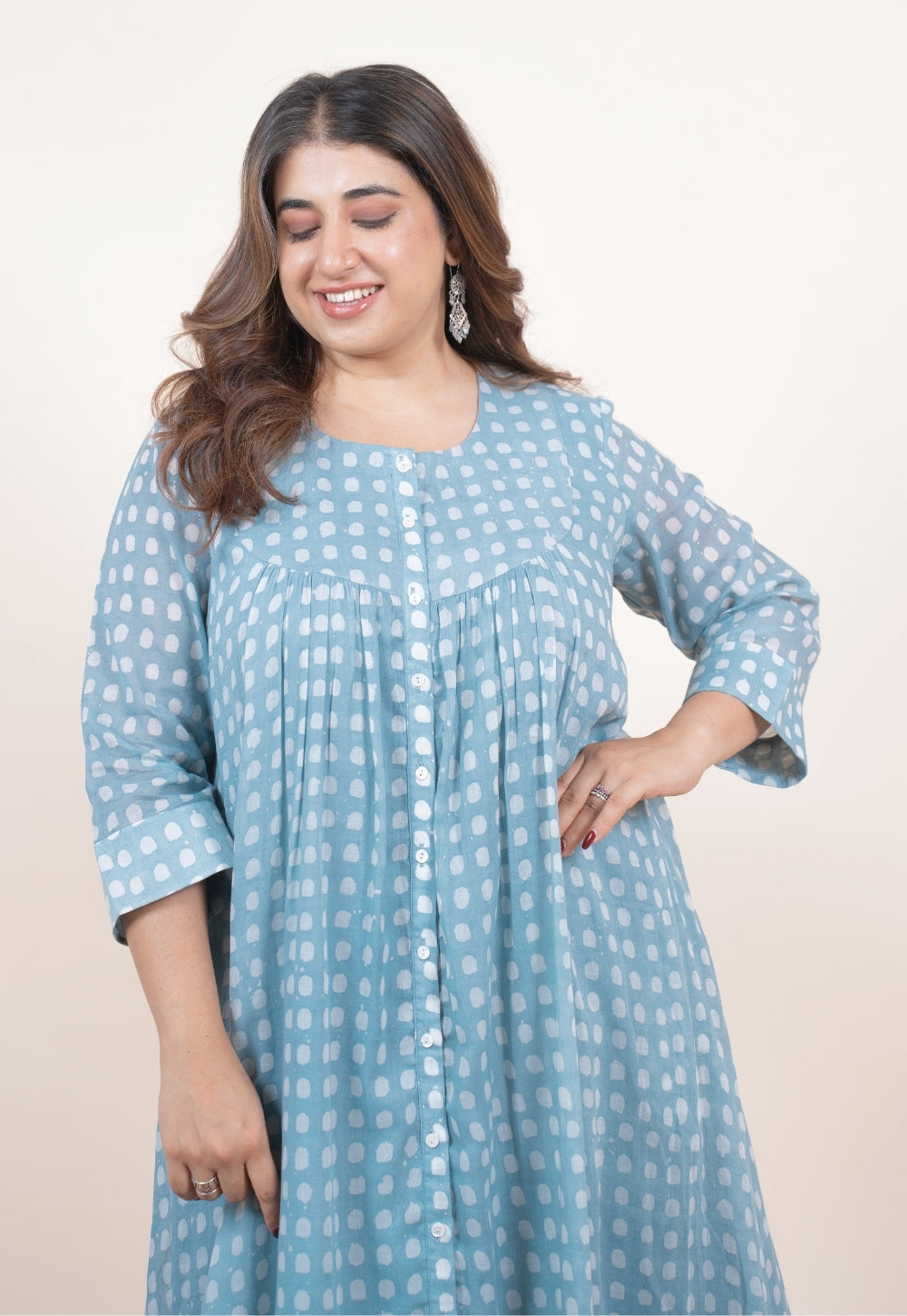 Samira Blue Batik MulMul A Line Kurta