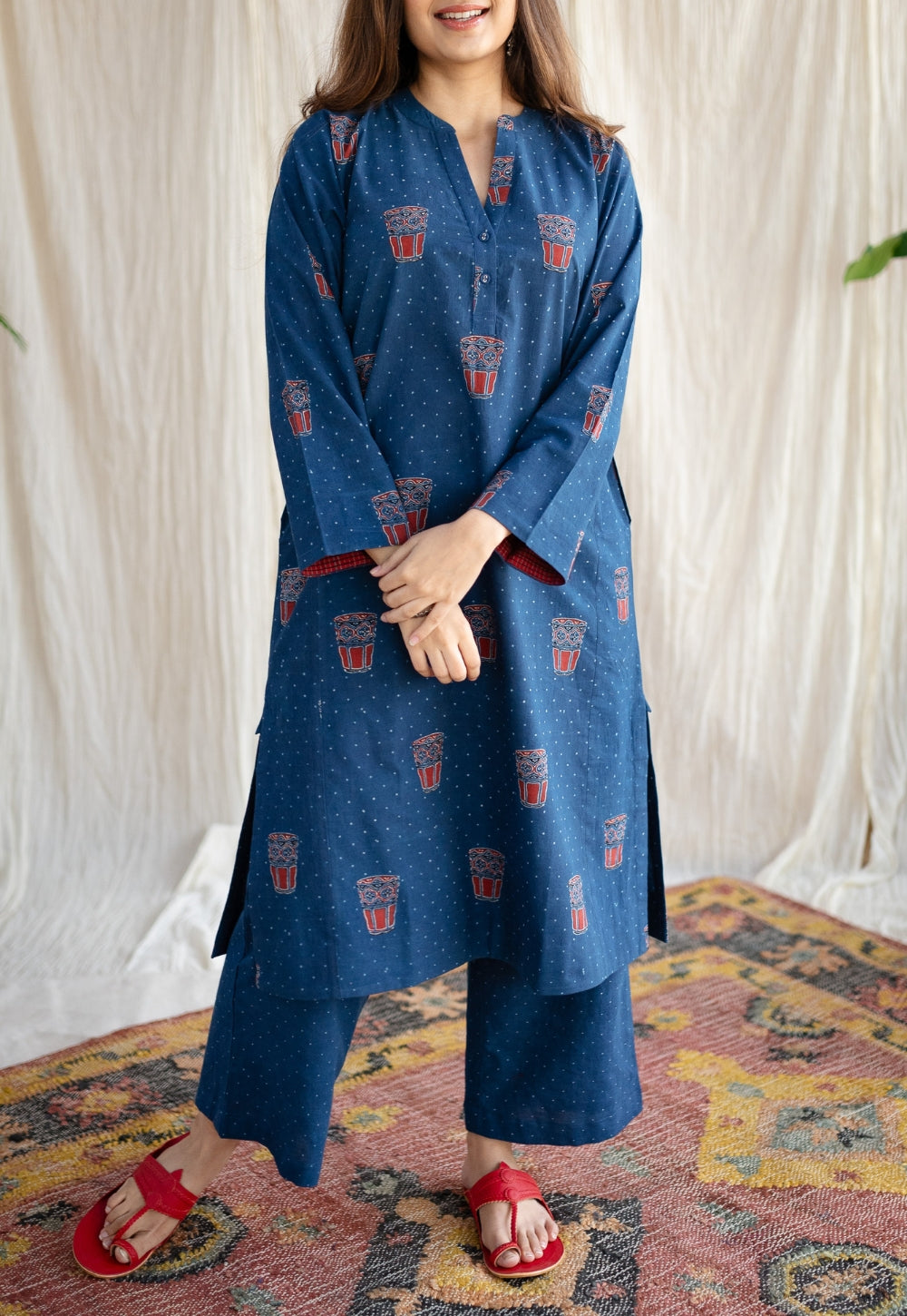 Bombay Irani Chai Indigo Ajrakh Cotton Kurta