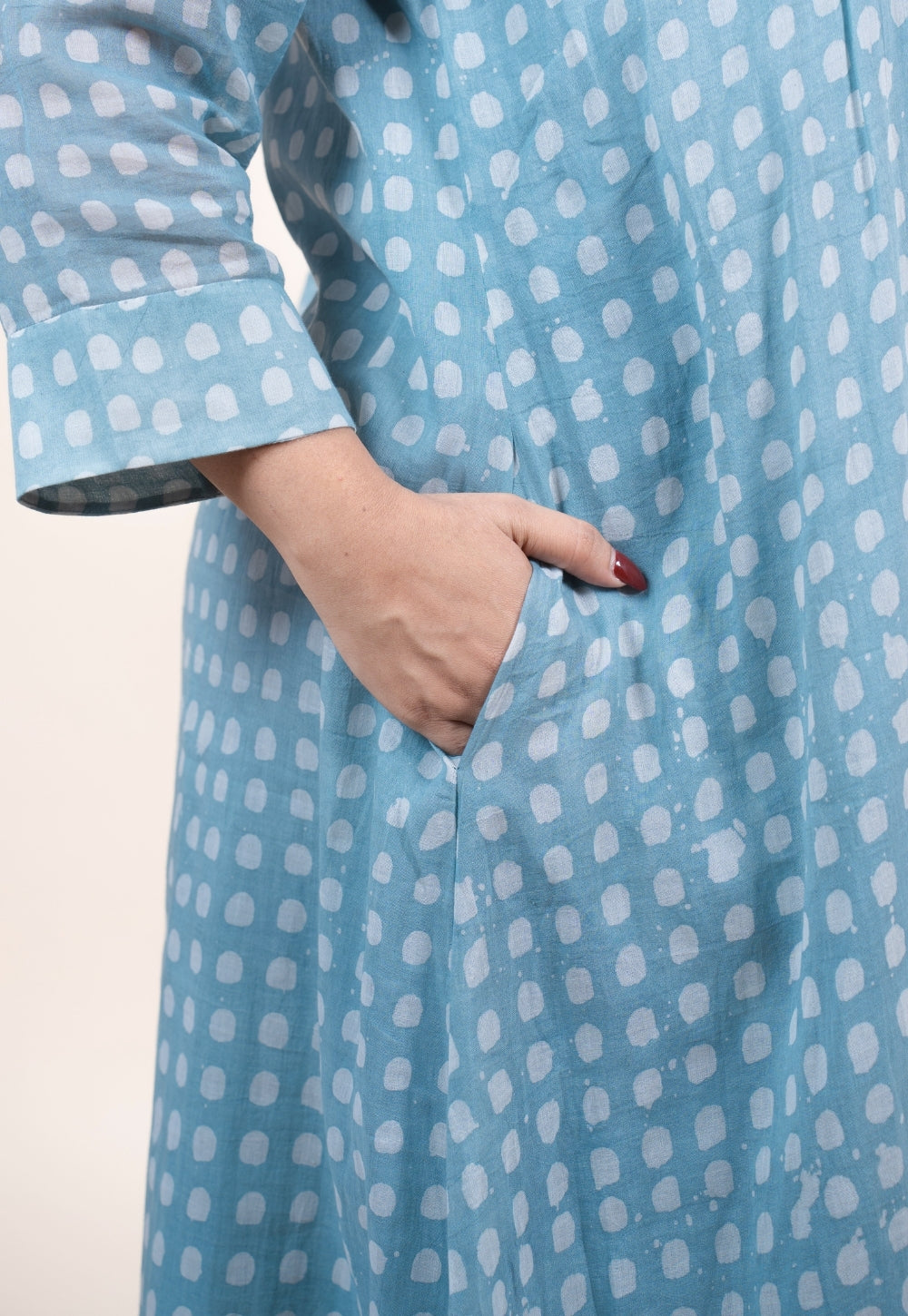 Samira Blue Batik MulMul A Line Kurta