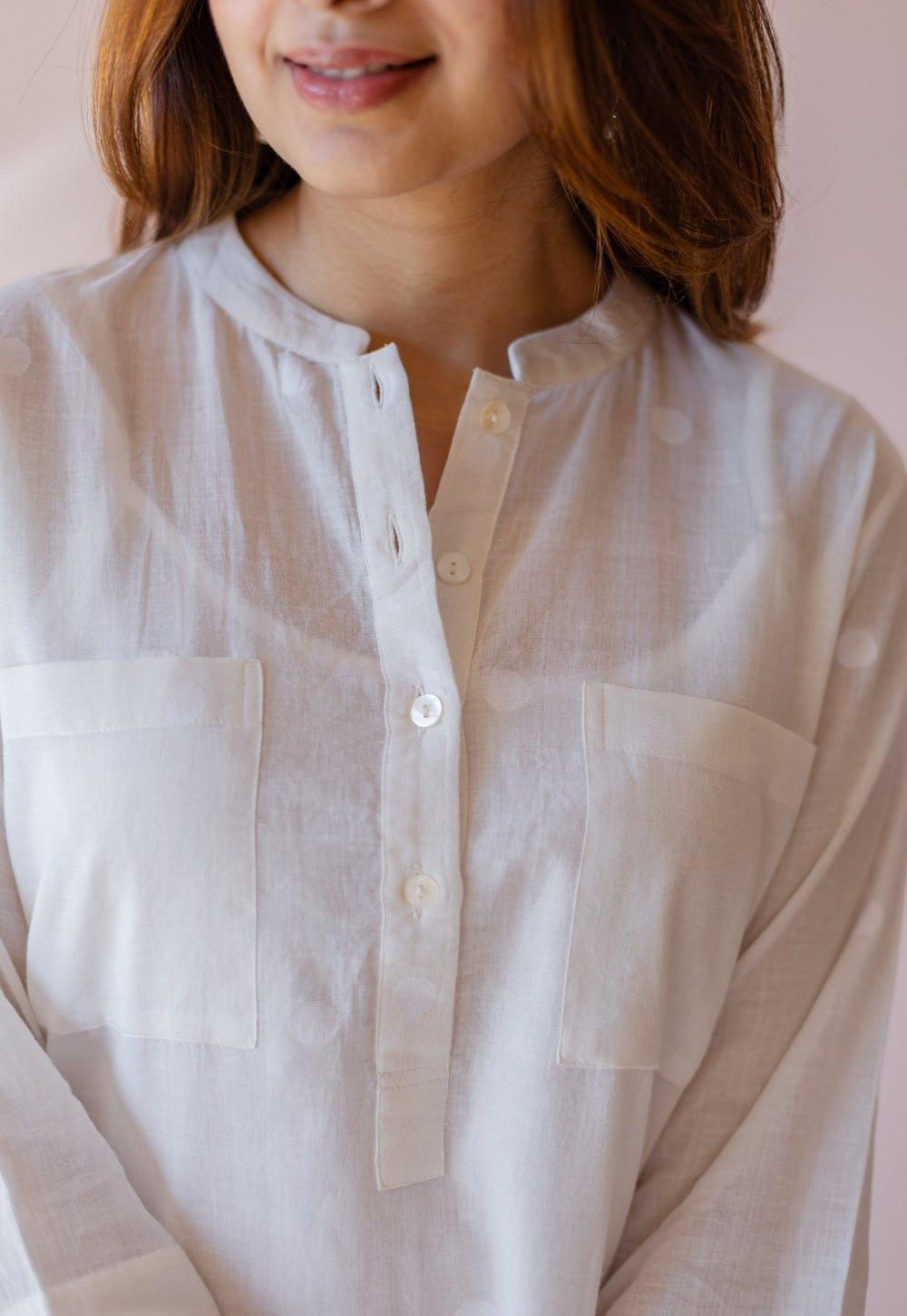 Shreeja White Jamdani Handloom Cotton A Line Kurta