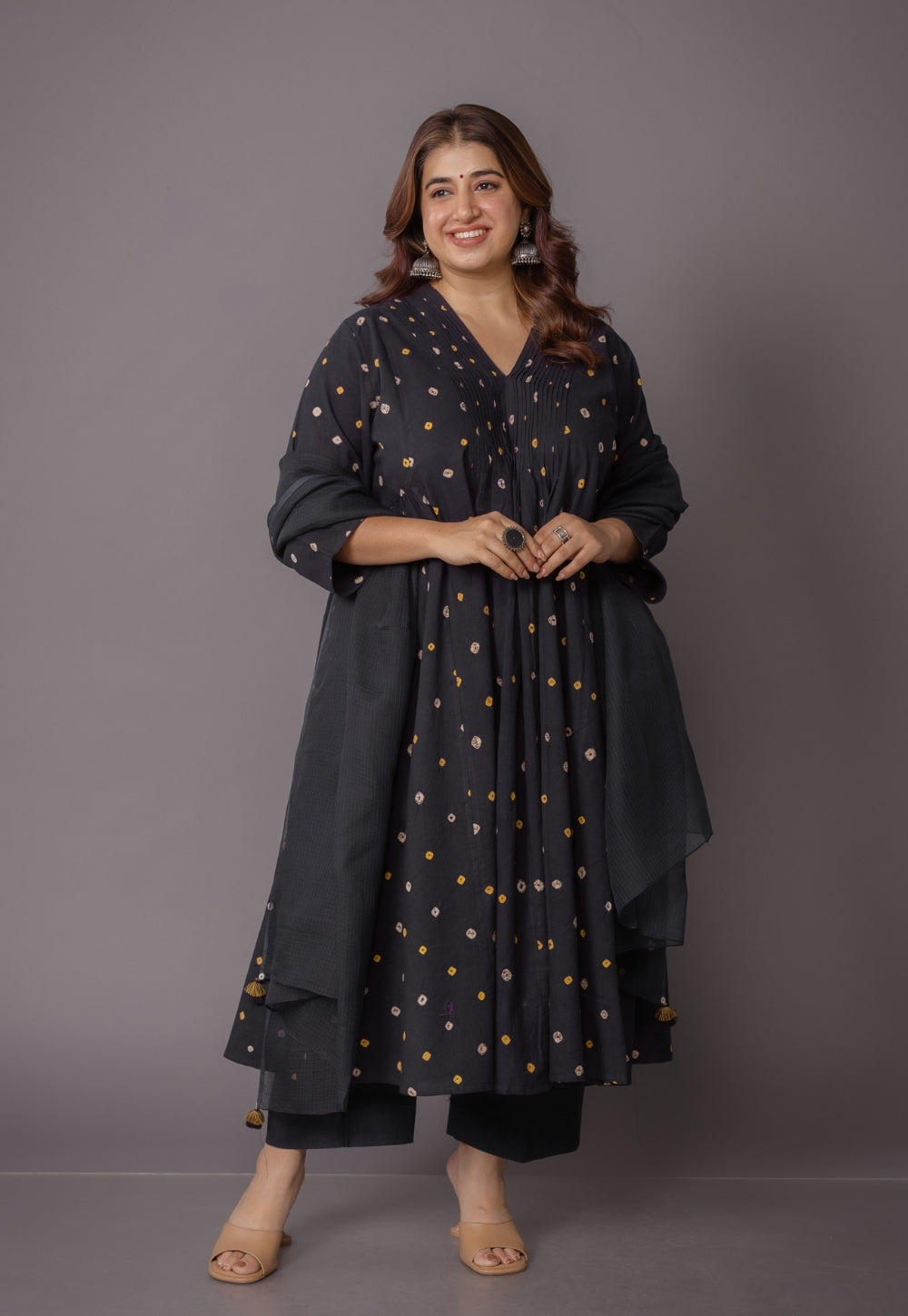 Black Solid Kota Doria Dupatta