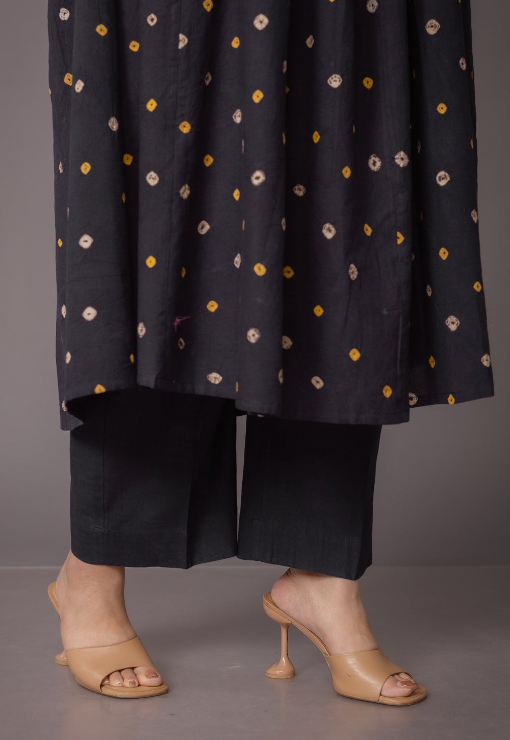 Urvi Black Bandhani Cotton A Line Kurta Set (Set of 2)