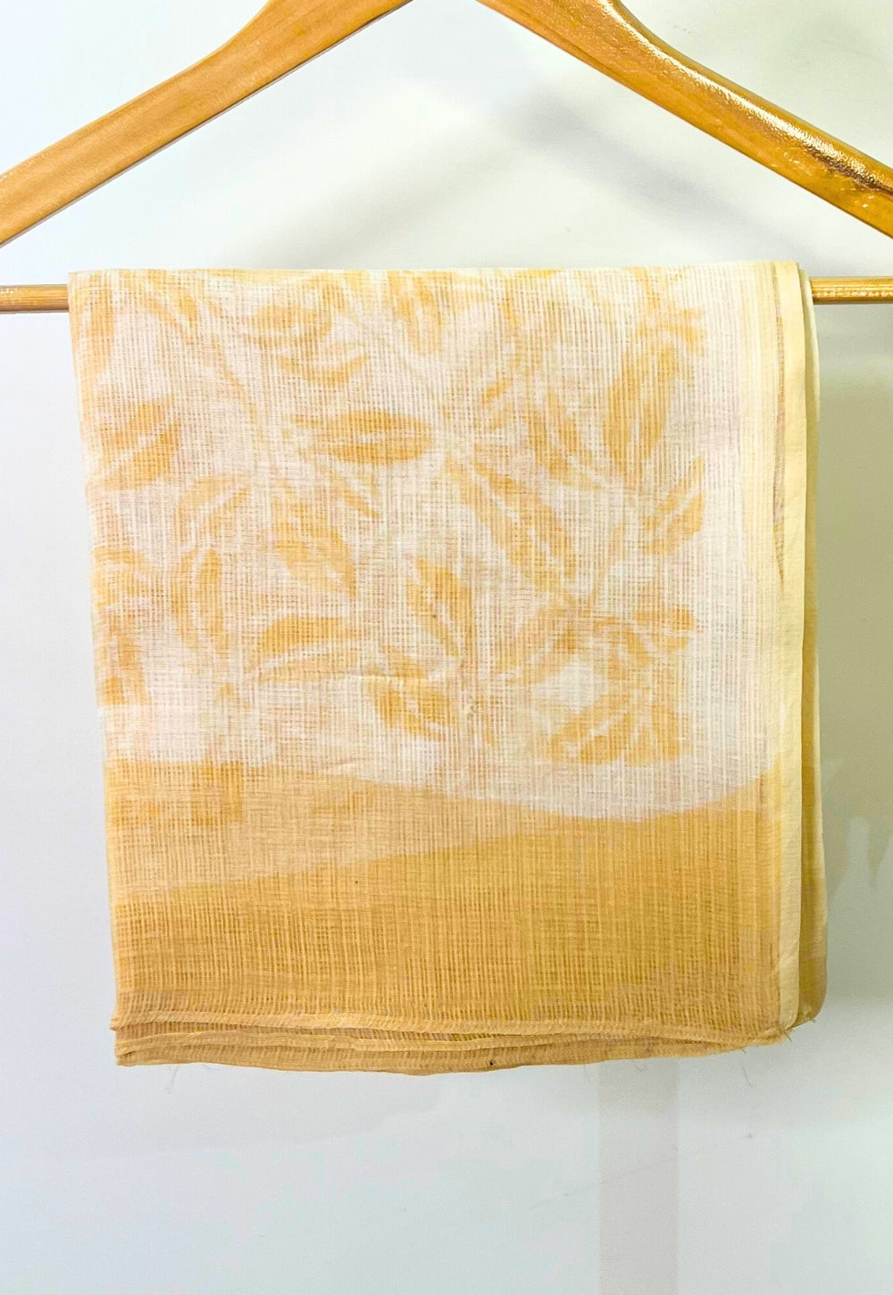 Off White Leaf Hand Block Print Kota Doria Cotton Dupatta
