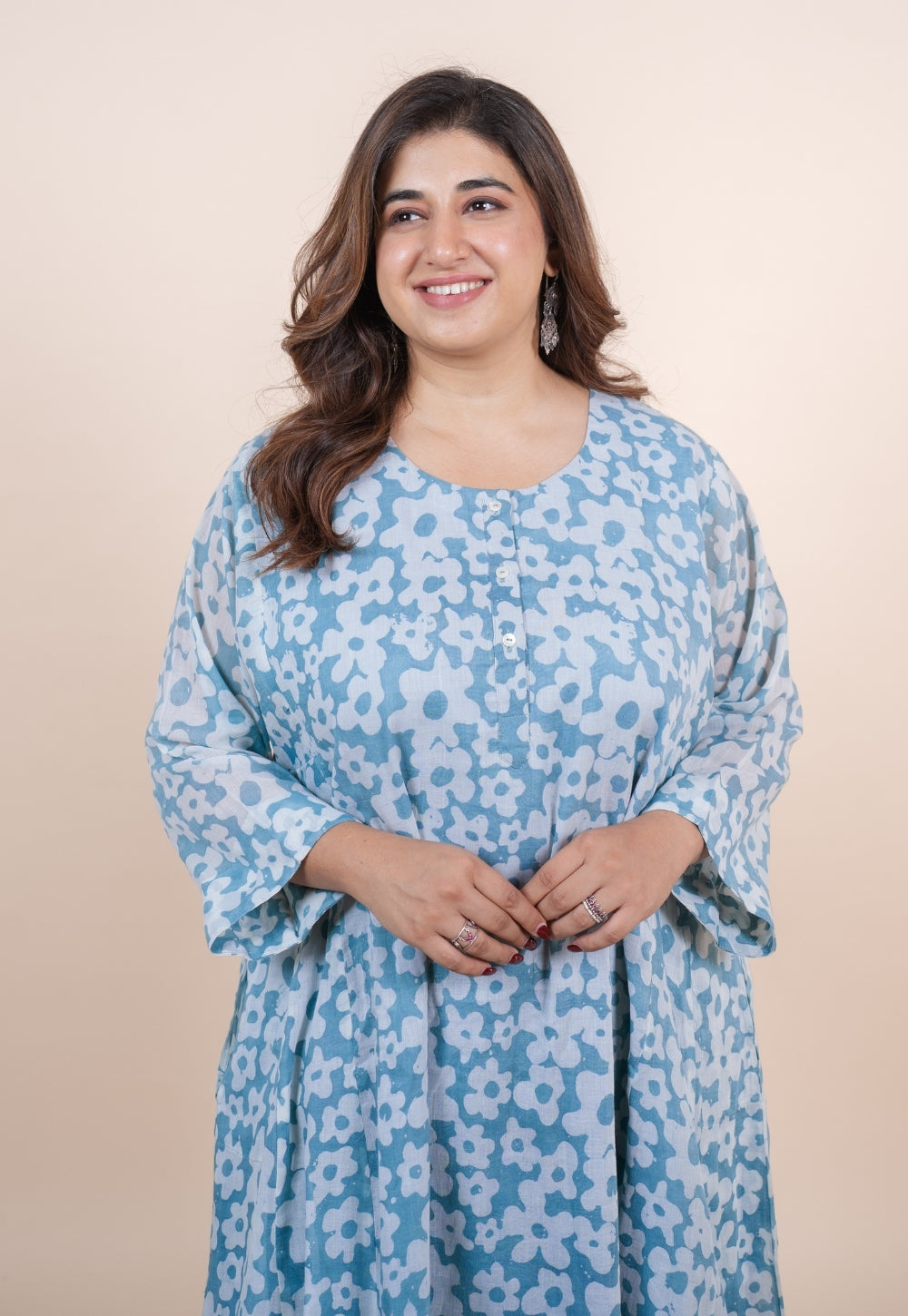 Sufia Blue Batik MulMul Jhabbha kali Kurta