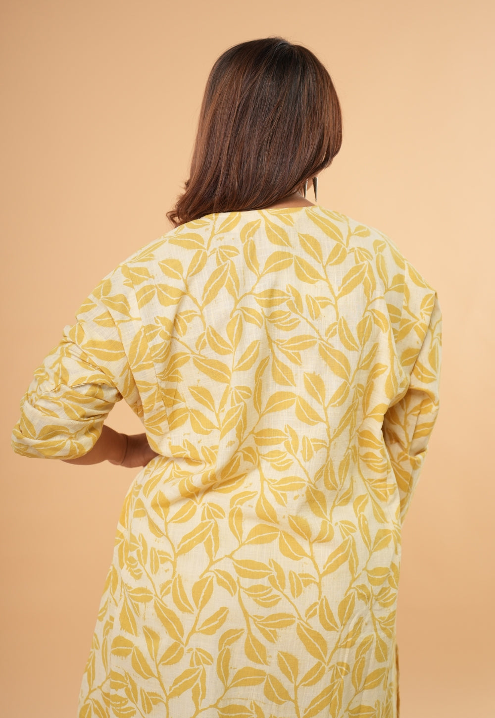 Ritika Yellow Hand Block Print Slub Cotton Jhabbha Kali Kurta Set (Set of 2)