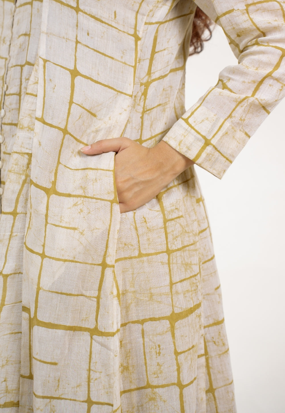 Nayla Green Batik MulMul A Line Kurta